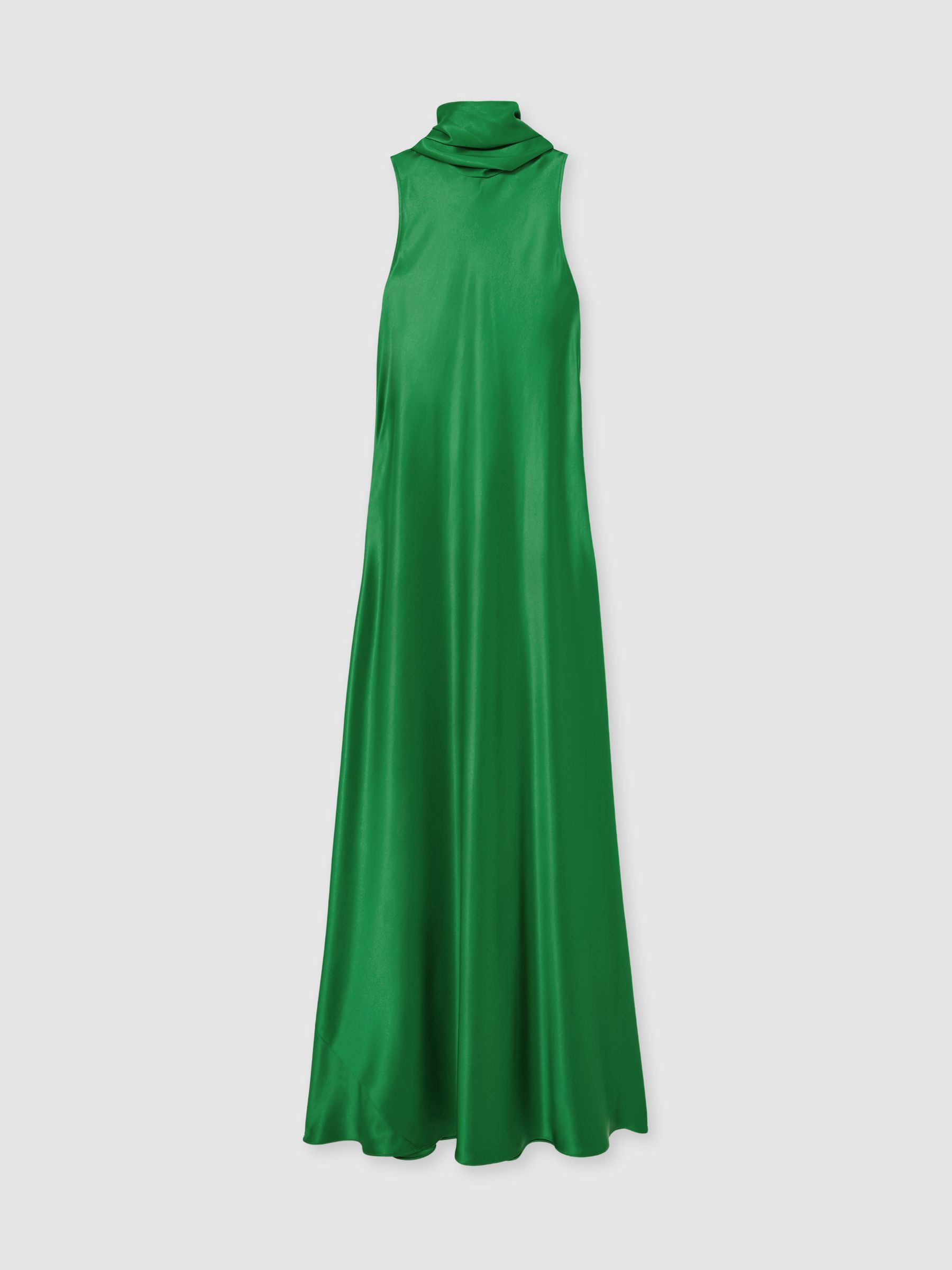 Petite Satin Cape Maxi Dress in Green - Image 2 of 8