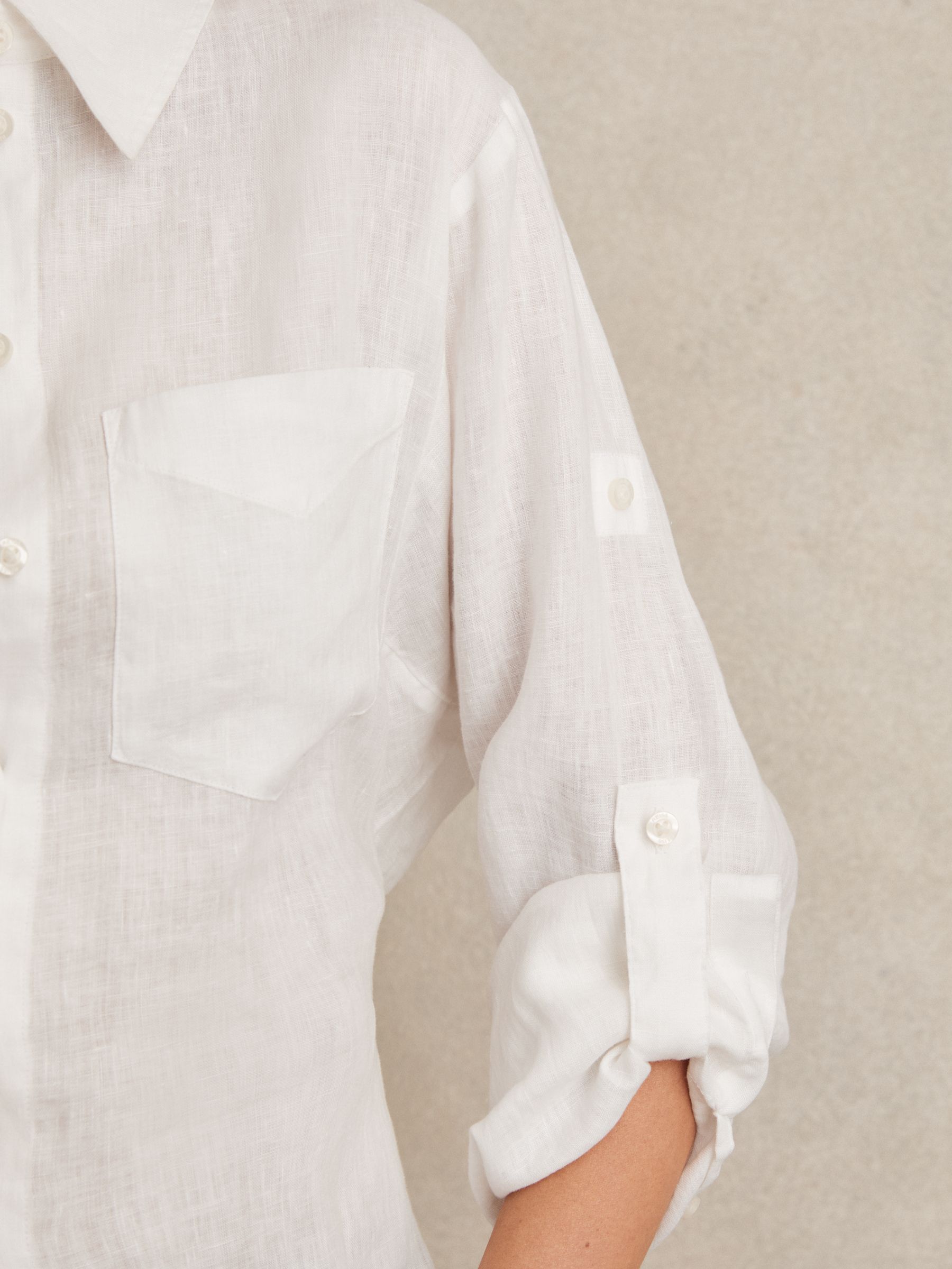 Linen Tie-Back Shirt in White - Image 4 of 6