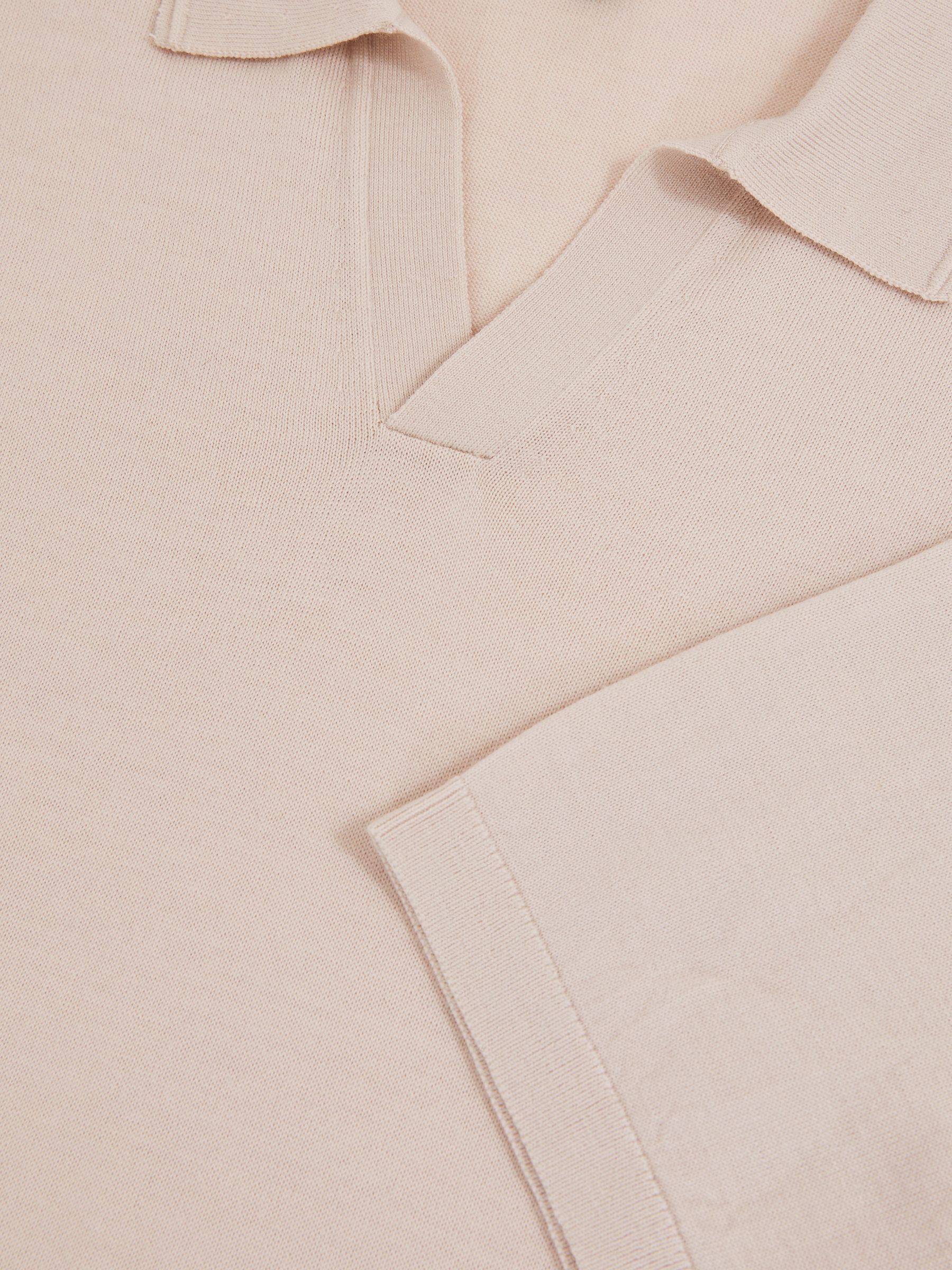 Merino Wool Open-Collar Polo Shirt in Beige - Image 6 of 6
