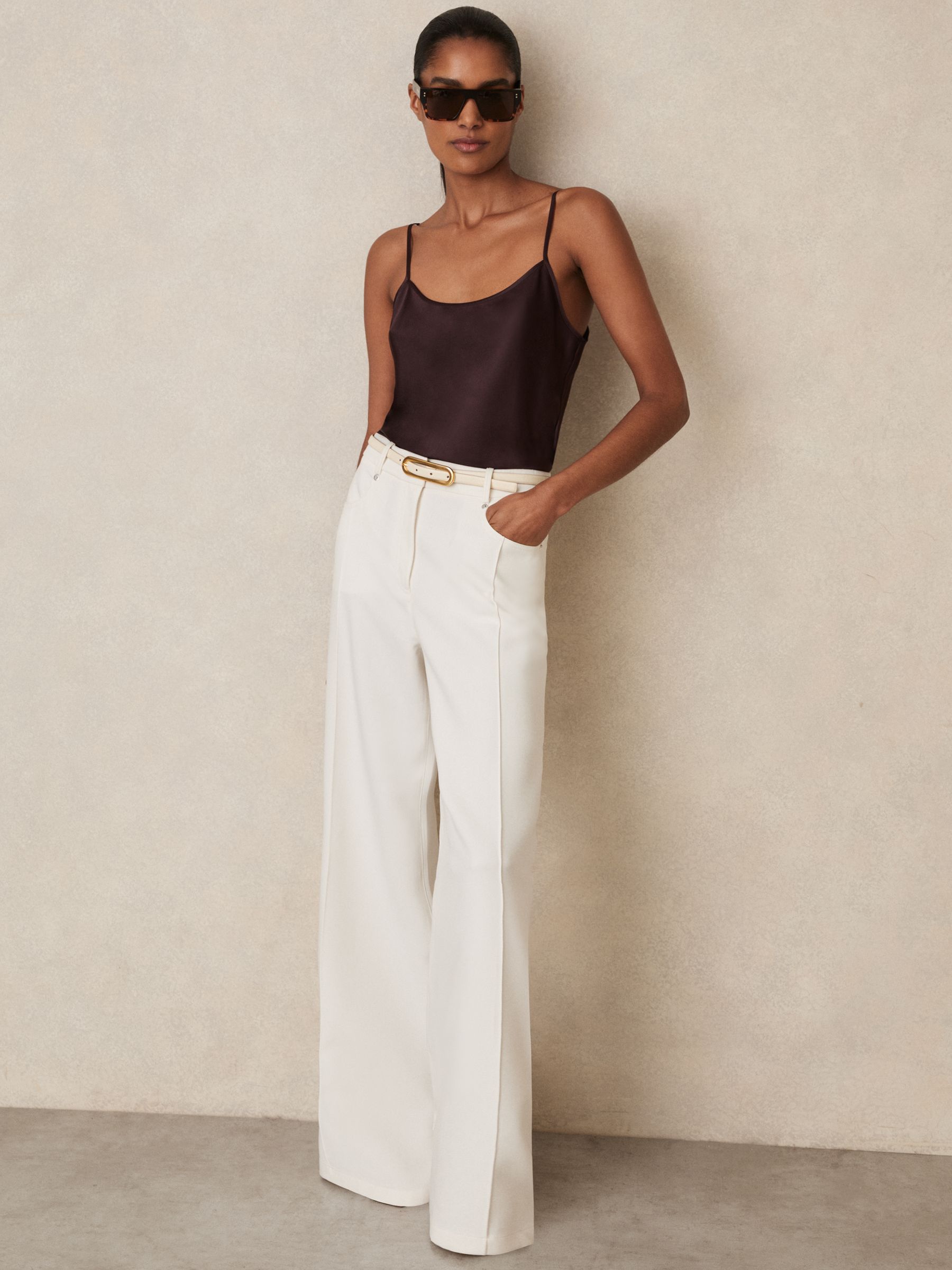 Silk Cami Top in Burgundy - Image 1 of 6