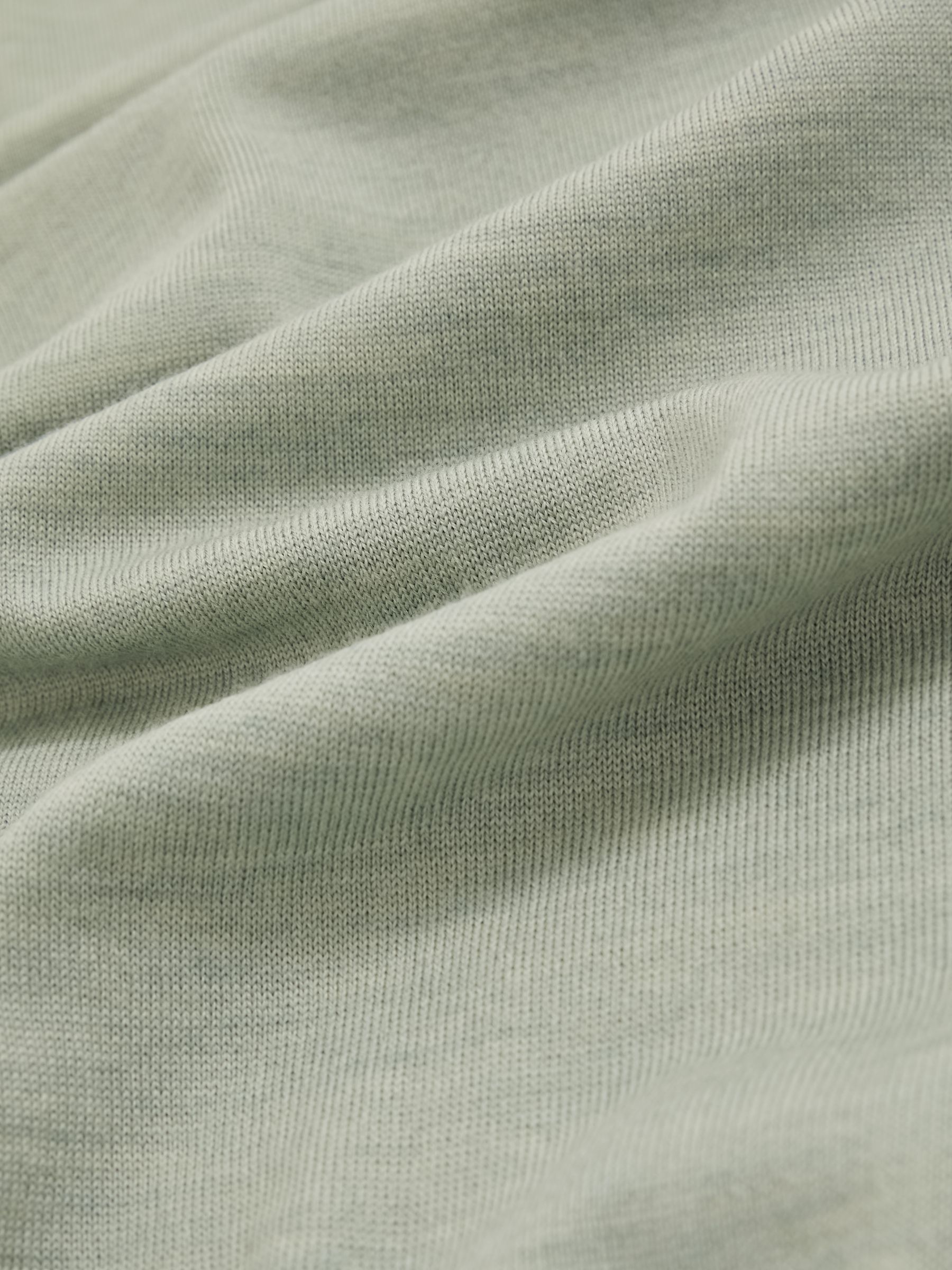 Merino Wool Open-Collar Polo Shirt in Sage Green Melange - Image 6 of 6