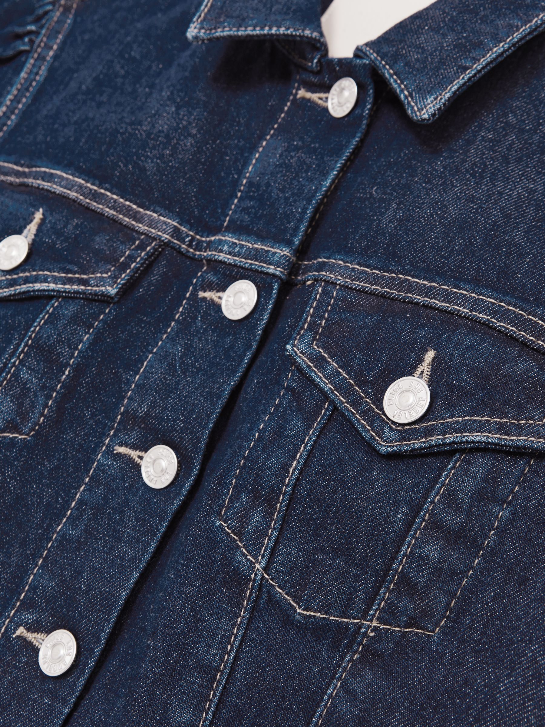 Paige Puff-Sleeve Short Denim Jacket in Emberlynn Blue - Image 5 of 5