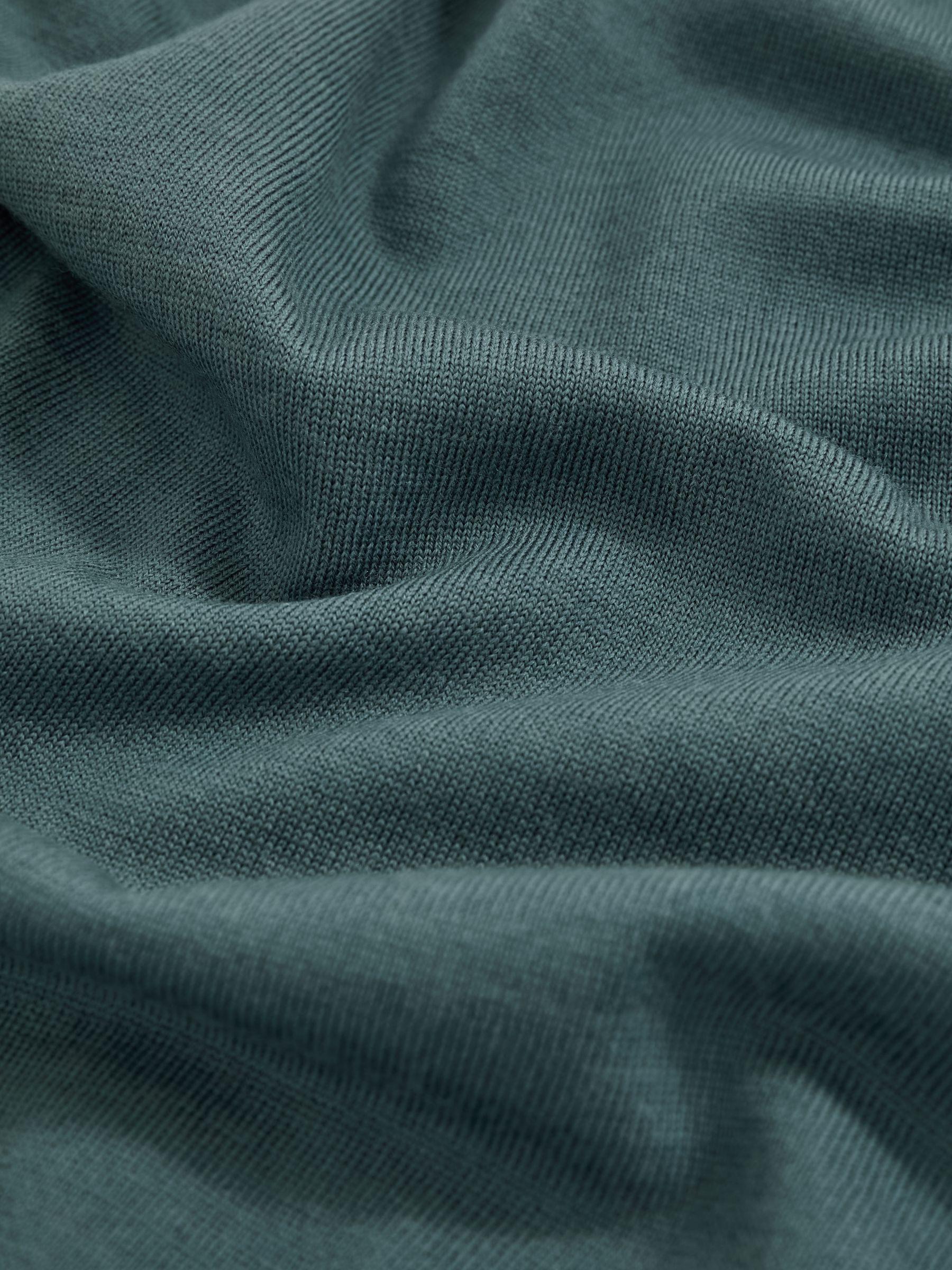 Merino Wool Open-Collar Polo Shirt in Orion Blue - Image 5 of 5