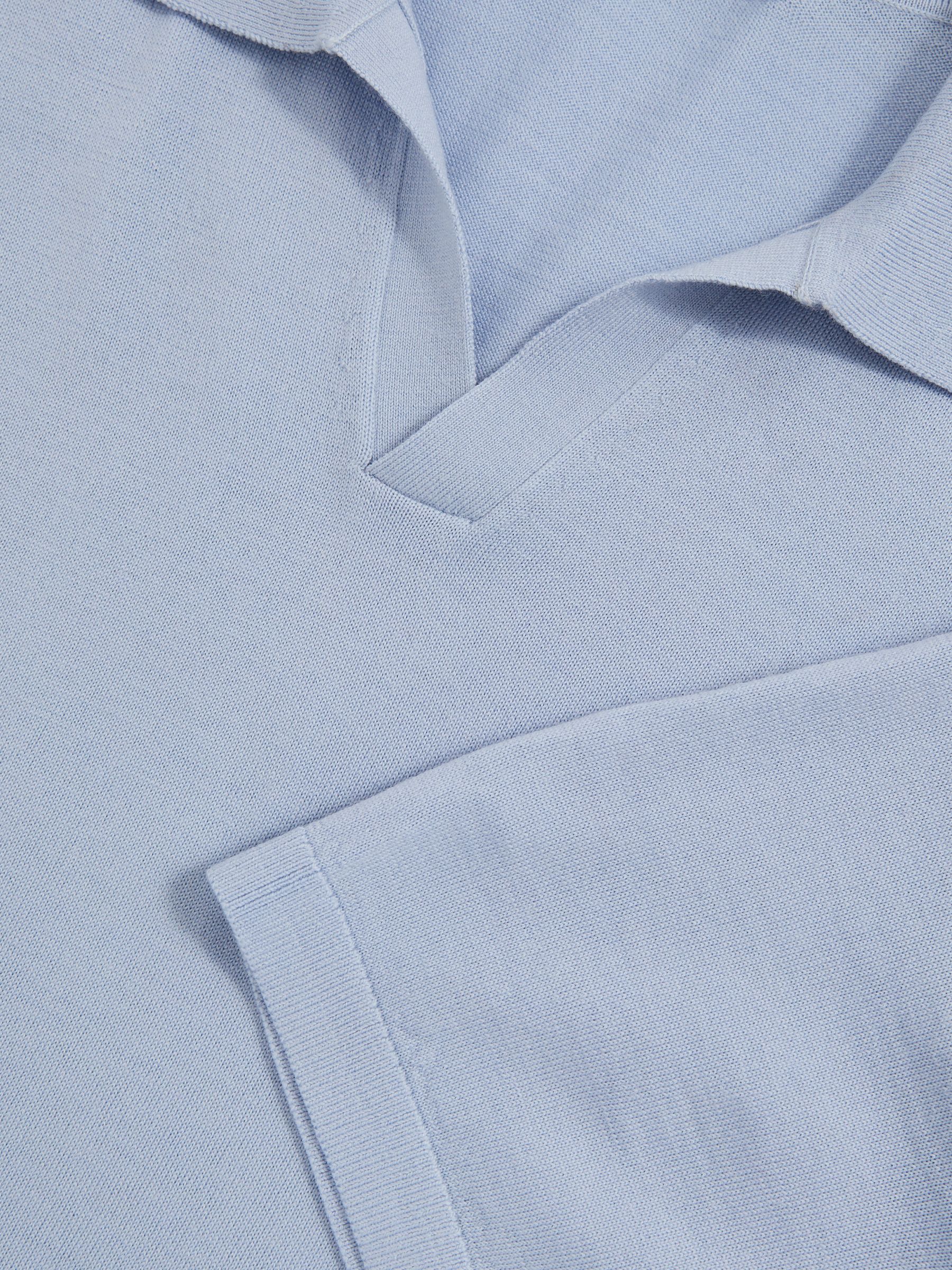 Merino Wool Open-Collar Polo Shirt in Soft Blue - image 5