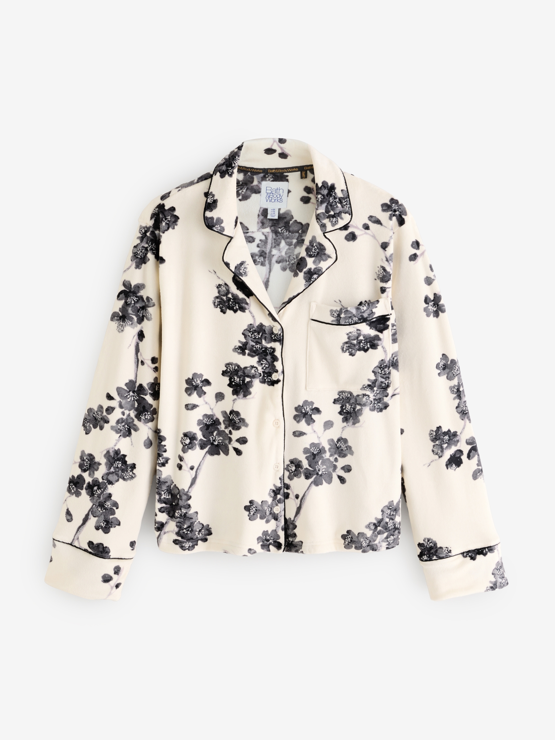 Monochrome Floral Cosy Button Through Pyjamas - Image 7 of 10