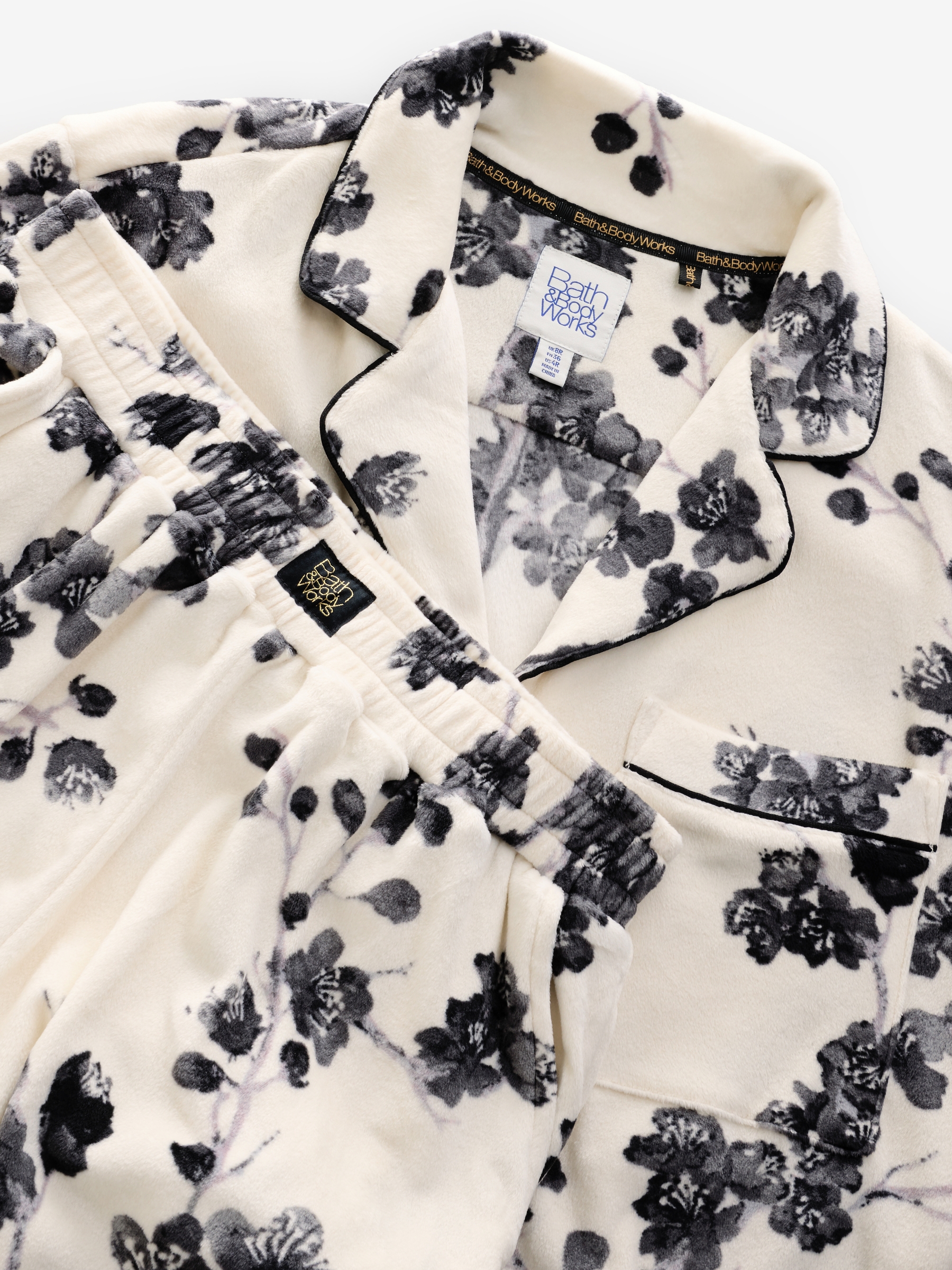 Monochrome Floral Cosy Button Through Pyjamas - Image 9 of 10