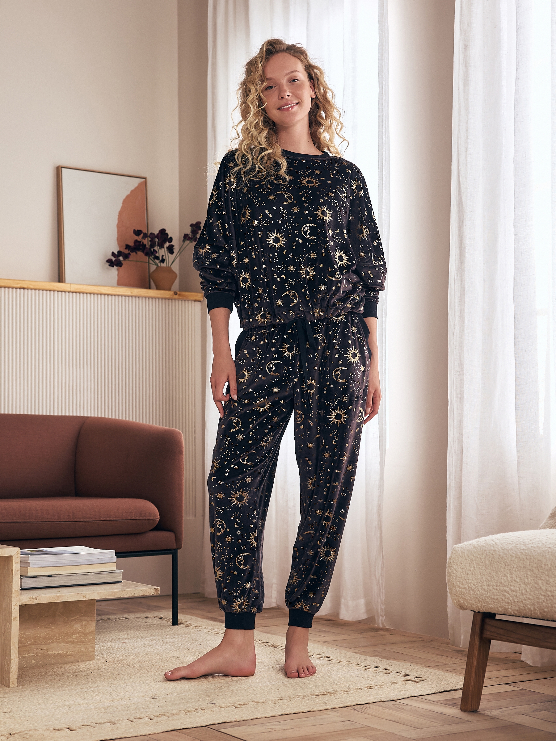 Black Celestial Cosy Twosie Pyjamas - Image 1 of 10