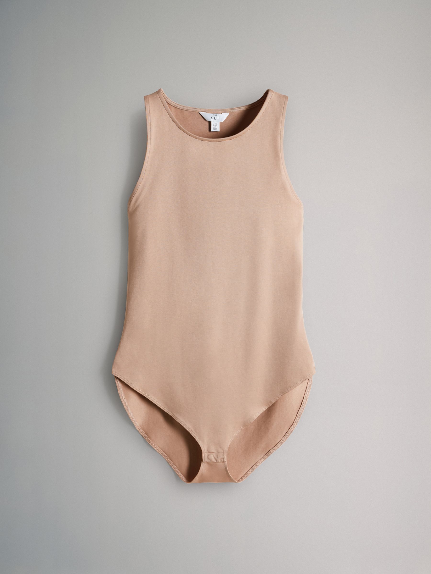 Black/Chocolate Brown/Nude - 3 Pack Soft Touch Nylon Racer Bodysuits - Image 9 of 12