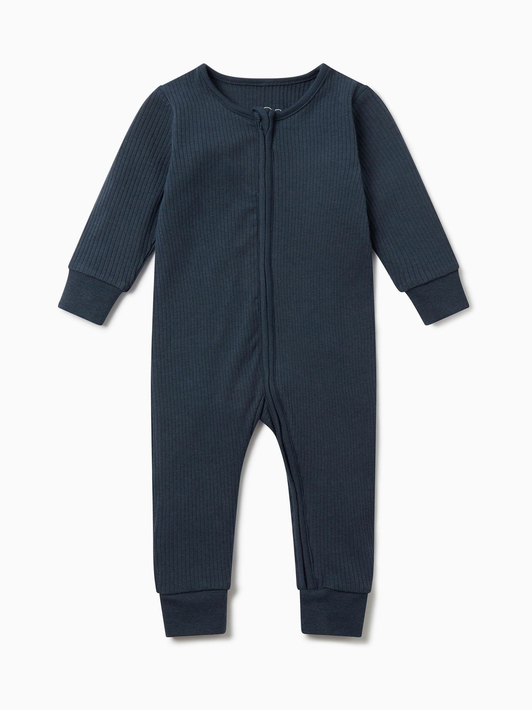 MORI Navy Stretch Supersoft 2 Way Zip Sleepsuit - Image 3 of 4