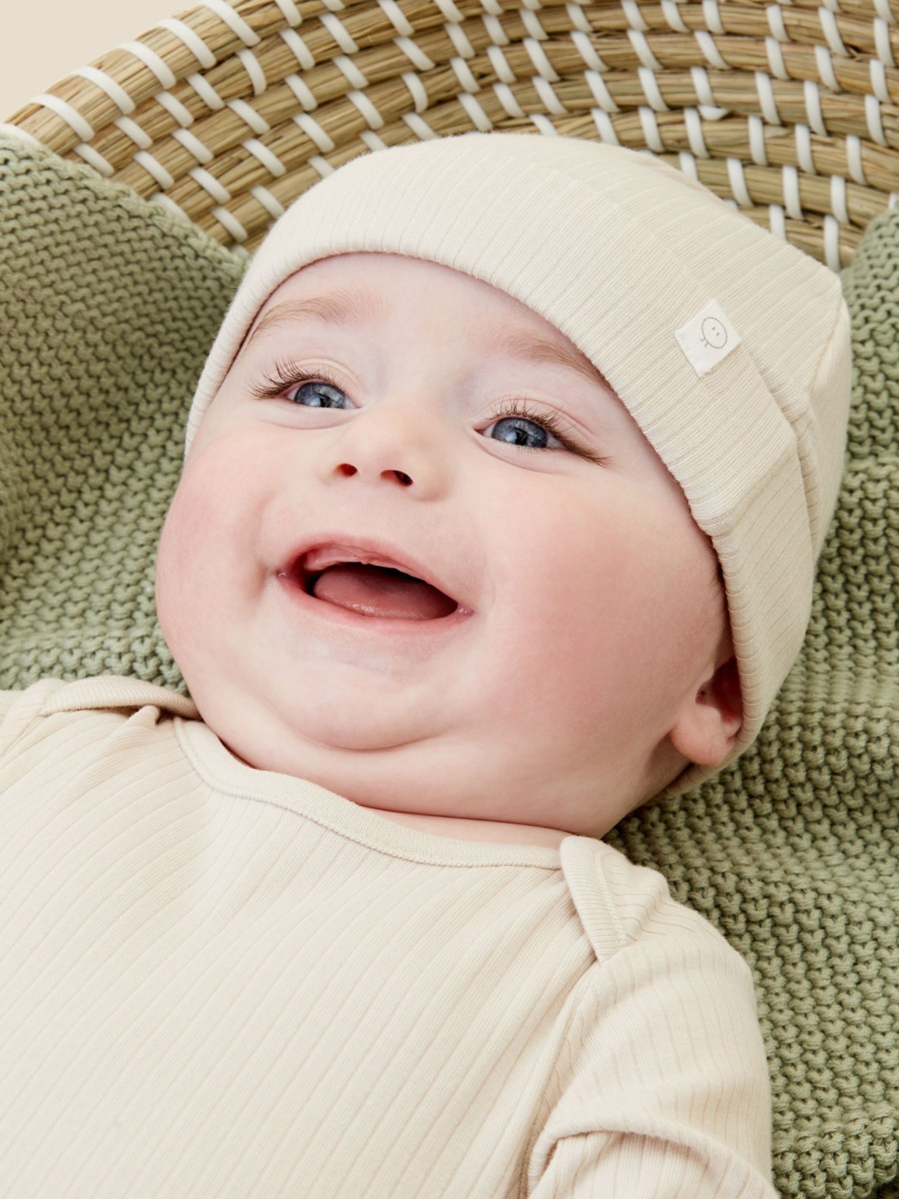 MORI Ecru Stretch Baby Hat - Image 1 of 2