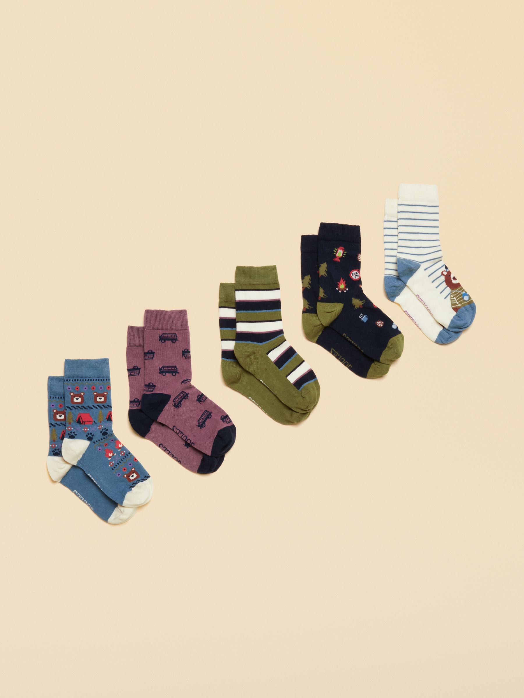 Kids' Eat Feet Blue Bear Socks 5 Pack - Image 1 of 4