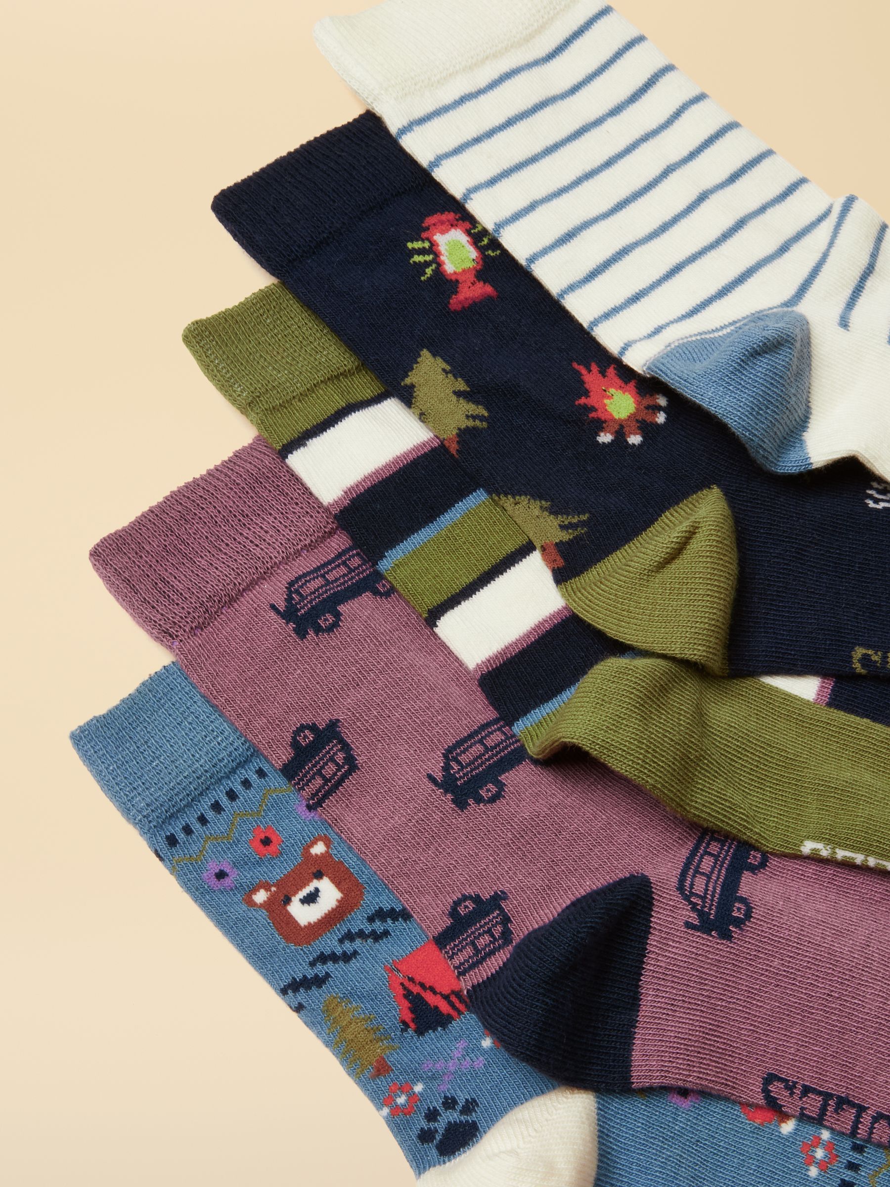 Kids' Eat Feet Blue Bear Socks 5 Pack - Image 2 of 4