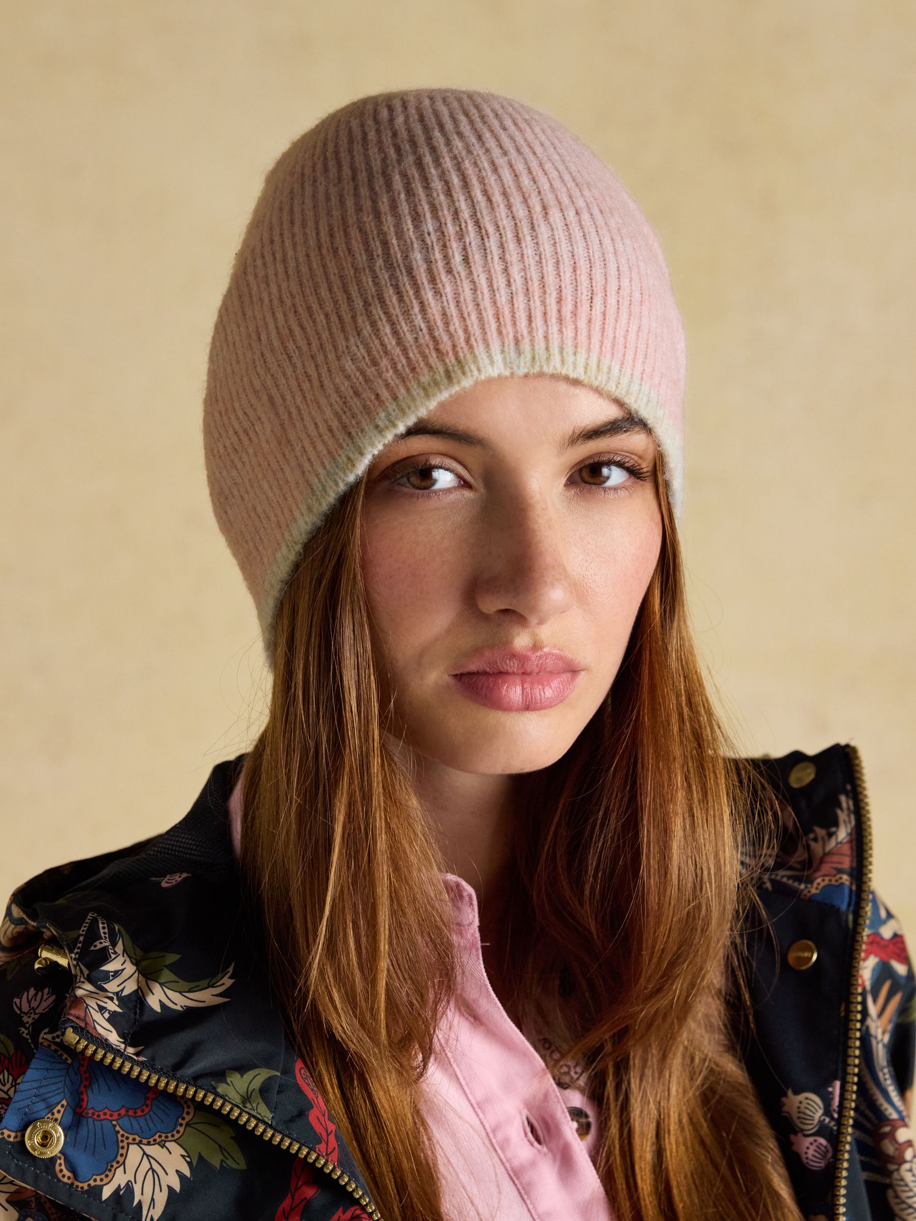 Kendra Pale Pink Fine Knit Beanie - Image 1 of 7