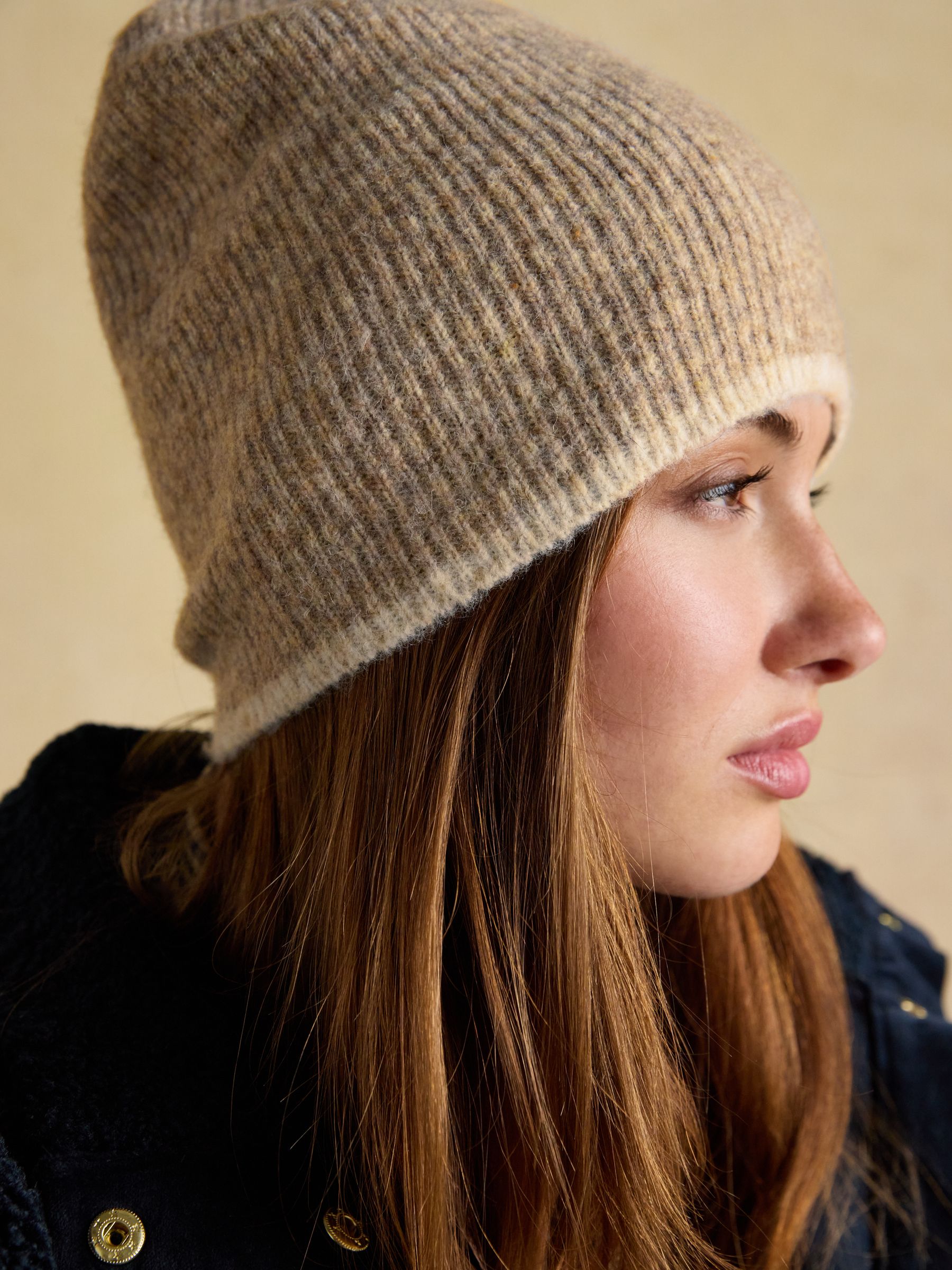 Kendra Neutral Fine Knit Beanie - Image 3 of 7