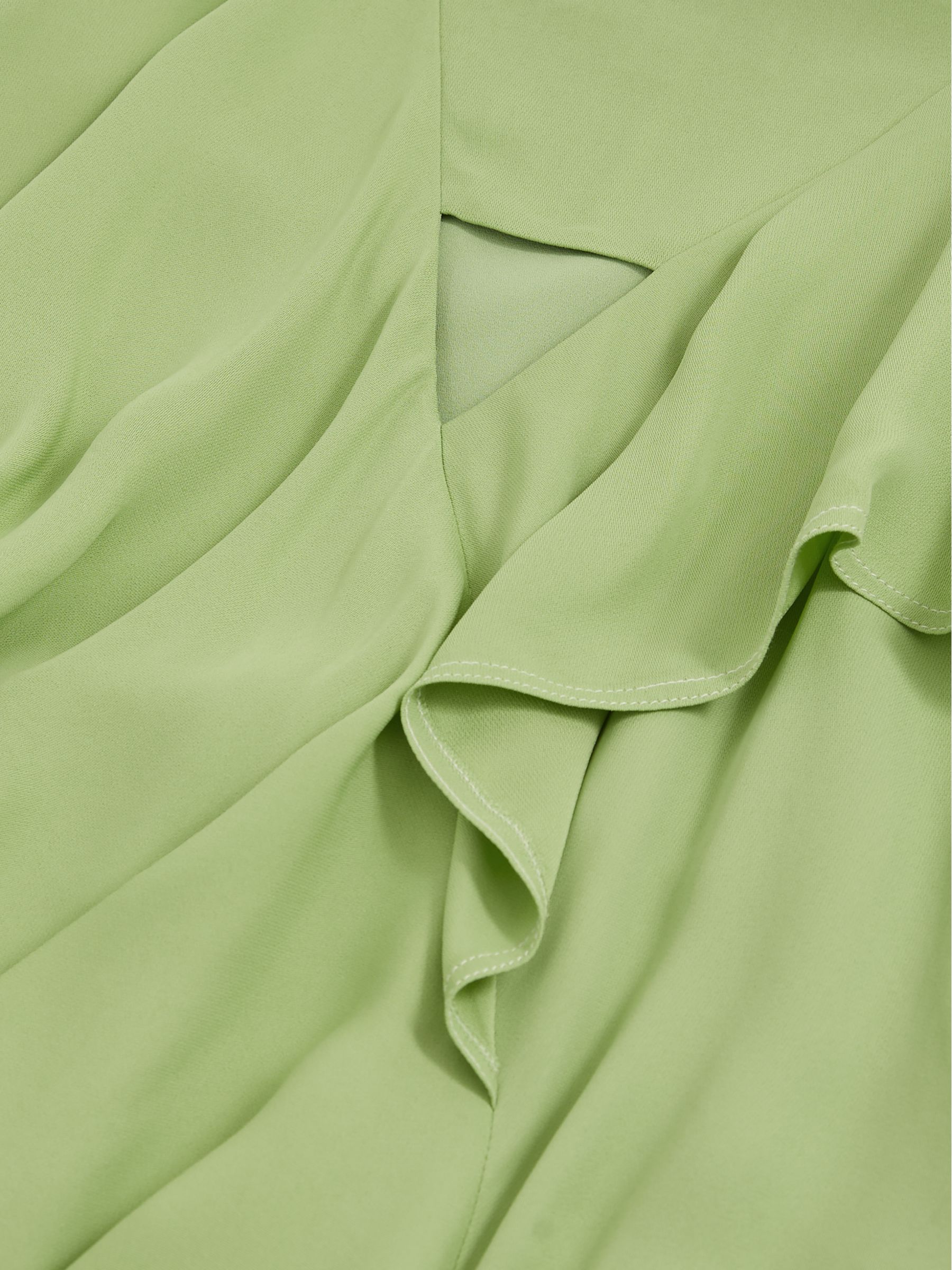 Ruffle-Detail Midi Dress in Green - image 5