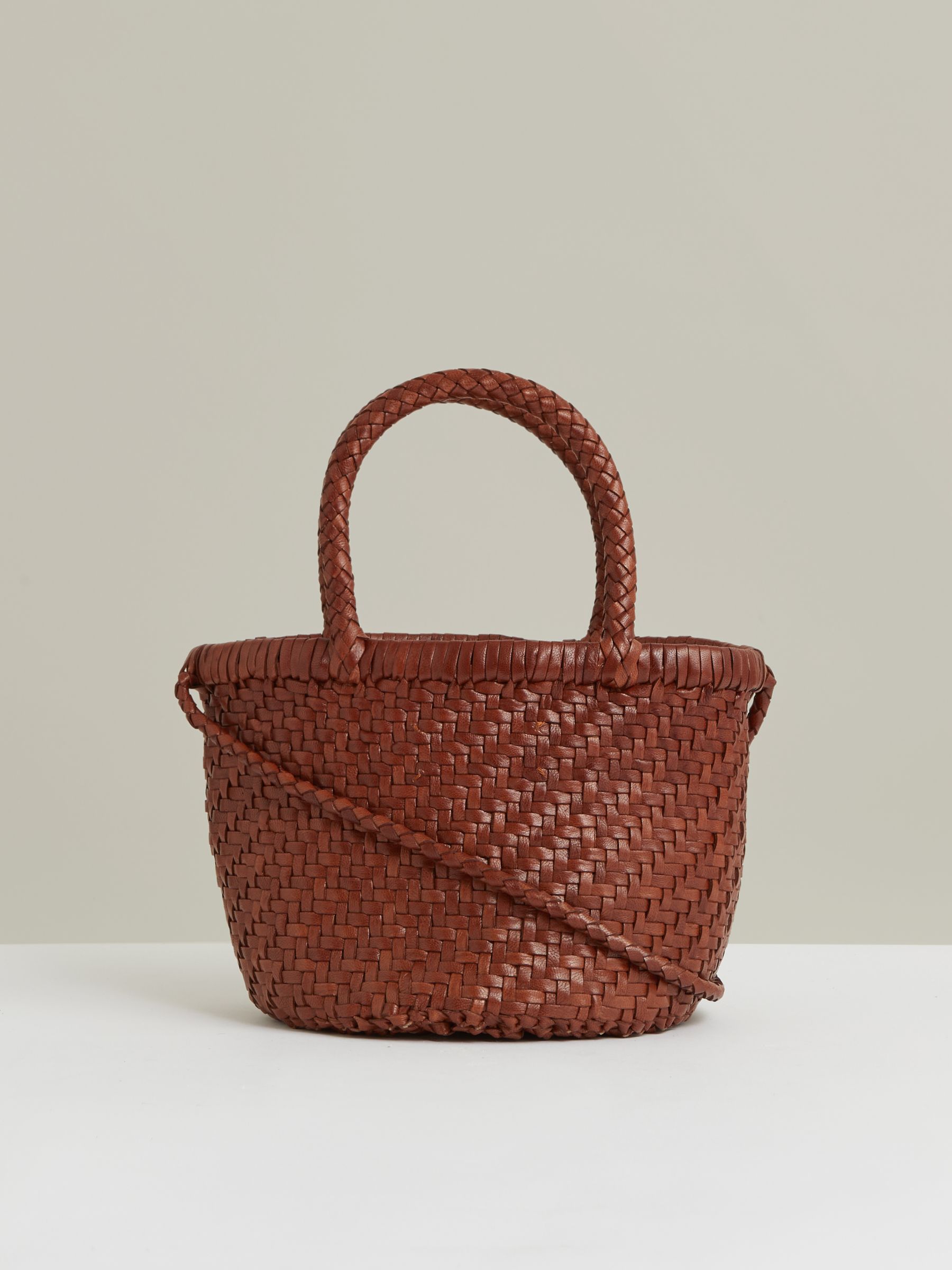 Leather Woven Mini Tote Bag in Tan - image 5
