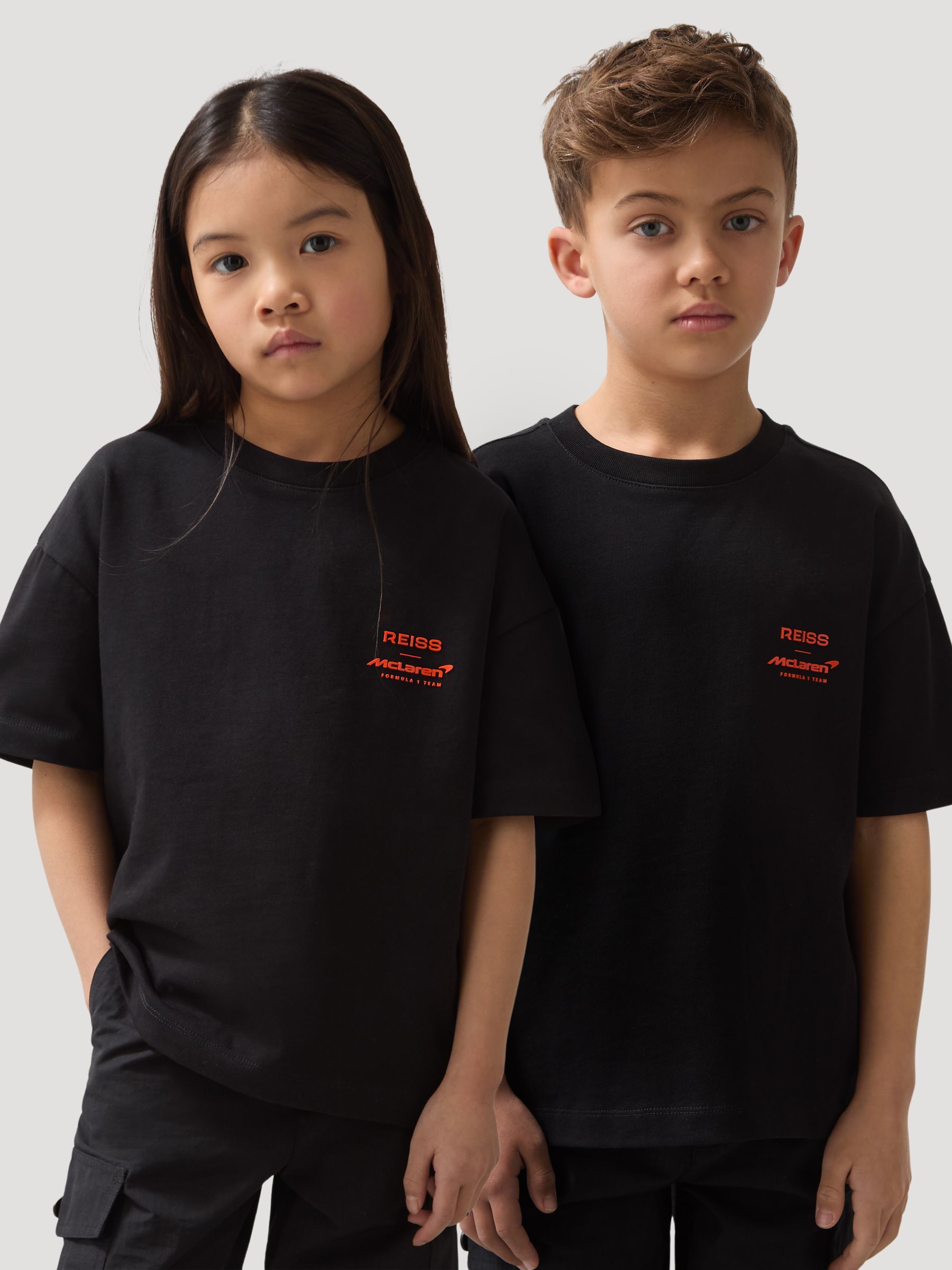 13-14 yrs Unisex Fit Oversized McLaren F1 Team Tyre T-Shirt in Black - Image 2 of 7