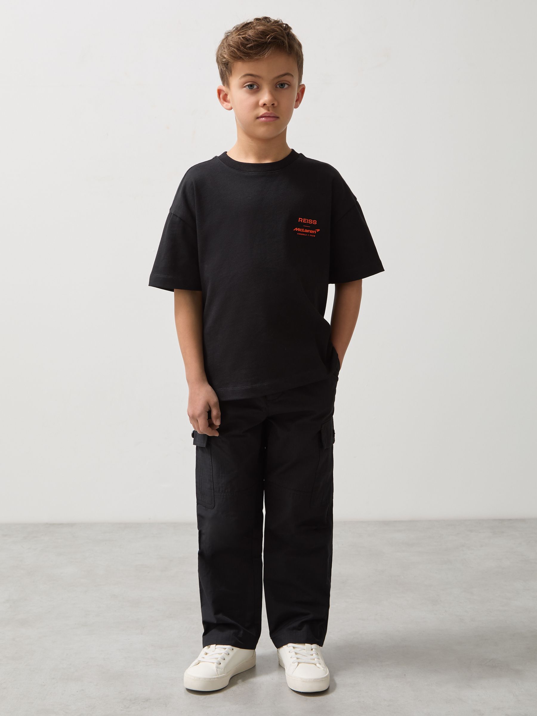 13-14 yrs Unisex Fit Oversized McLaren F1 Team Tyre T-Shirt in Black - Image 3 of 7