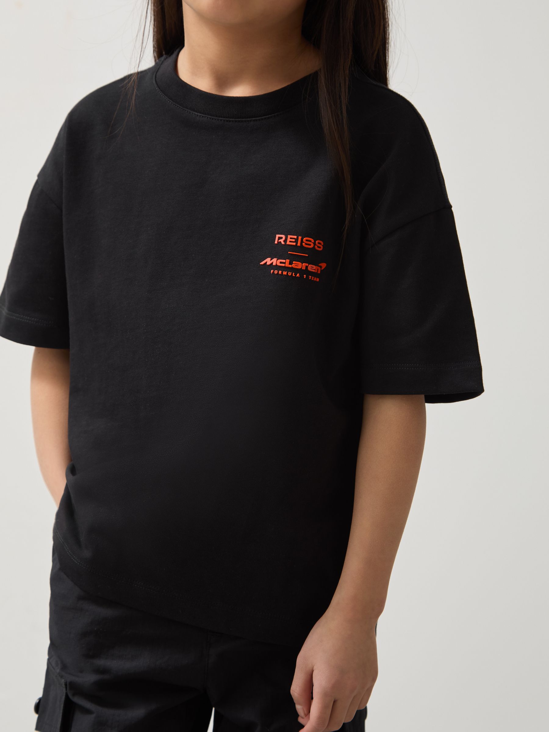 13-14 yrs Unisex Fit Oversized McLaren F1 Team Tyre T-Shirt in Black - Image 4 of 7