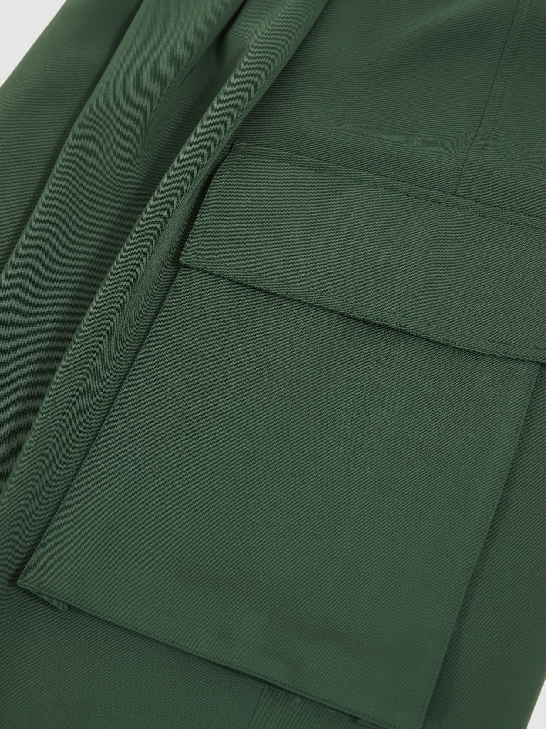 Reiss Wide-Leg Pleated Cargo Trousers in Green | REISS