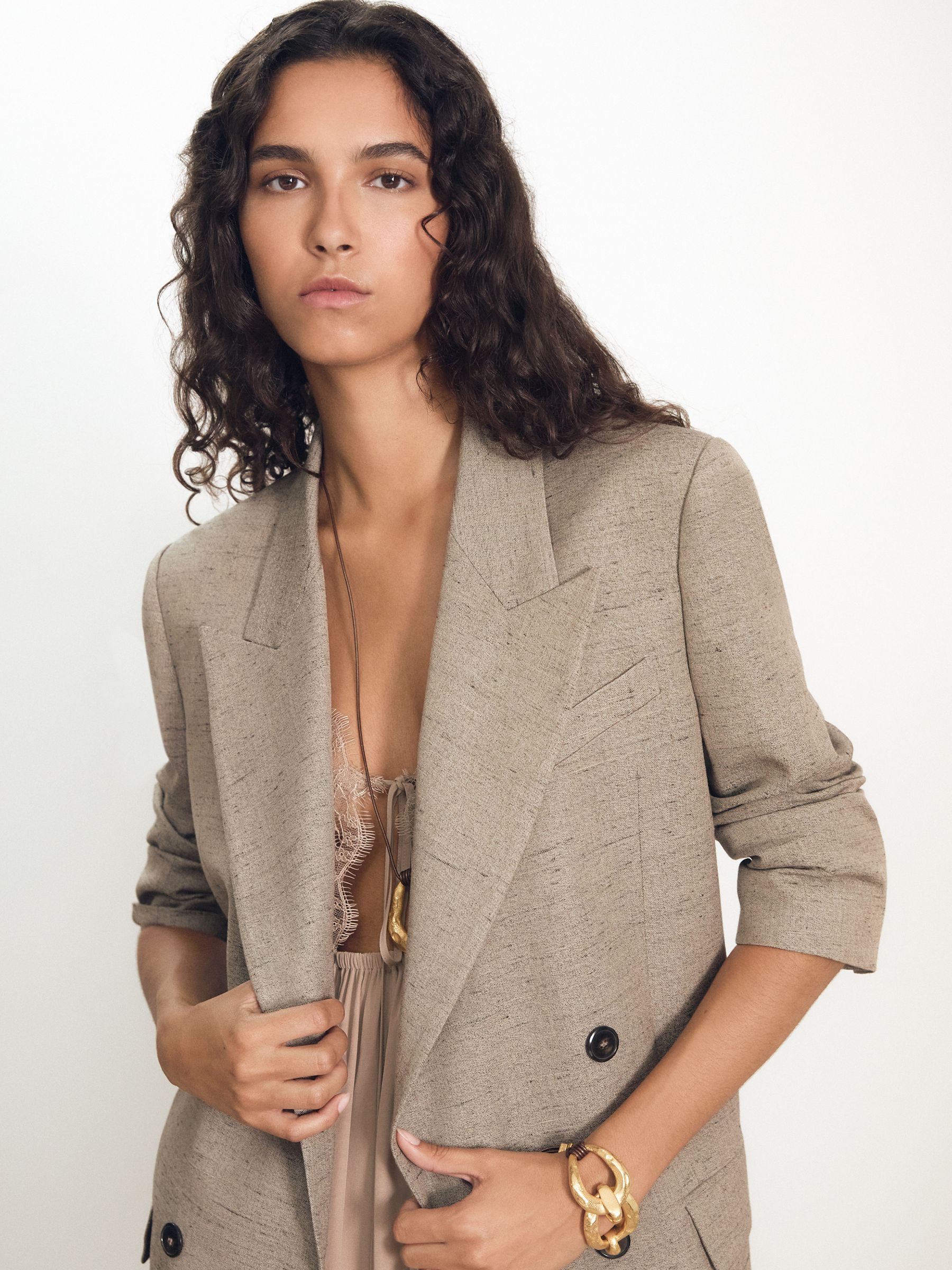 Atelier Silk Lace-Trim Babydoll Dress in Taupe - image 4