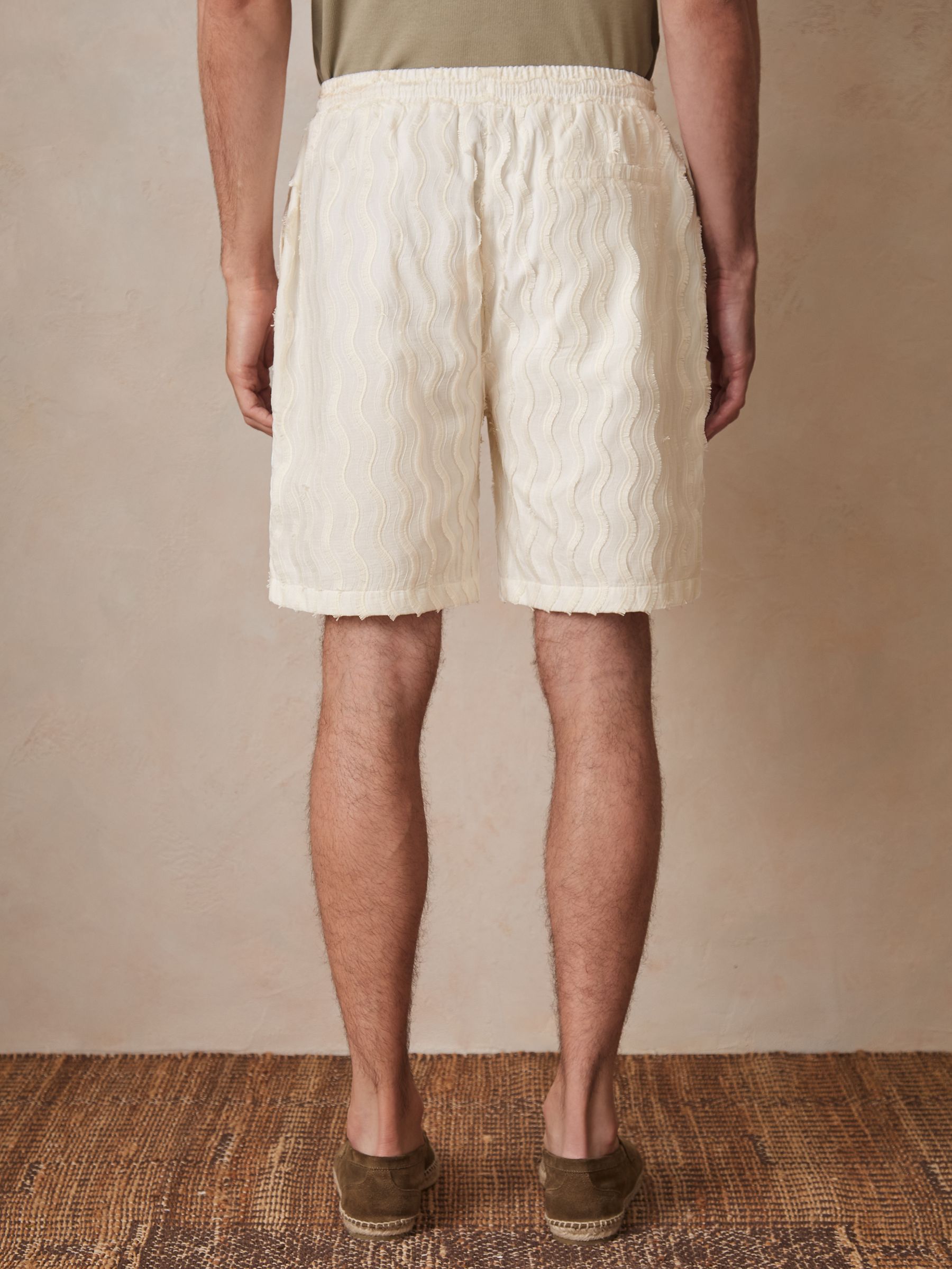 Reiss | Che Fringed-Wave Shorts in Off White - image 4