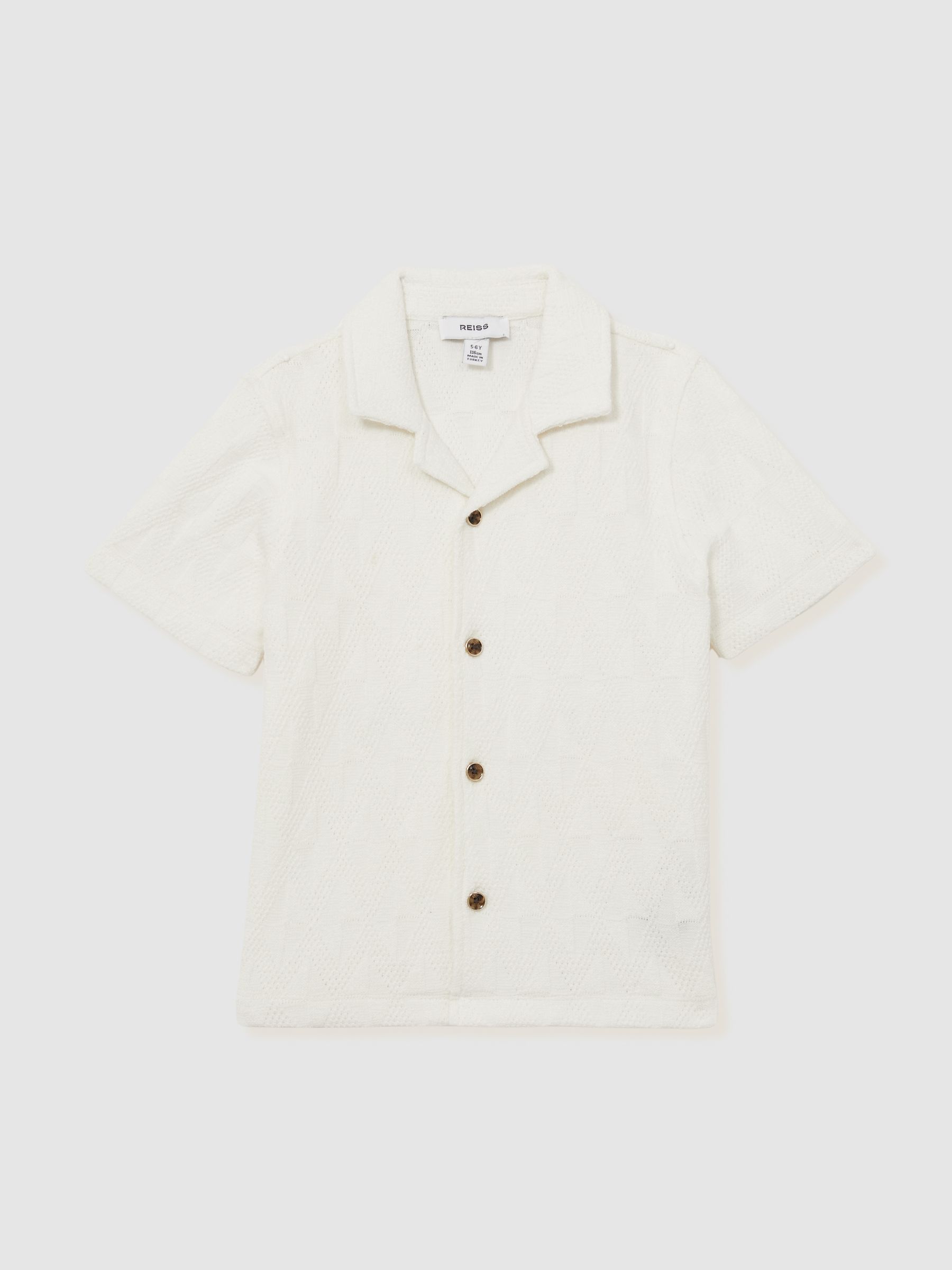 9-13 yrs Stretch-Cotton Textured Shirt in Off White - Image 2 of 4