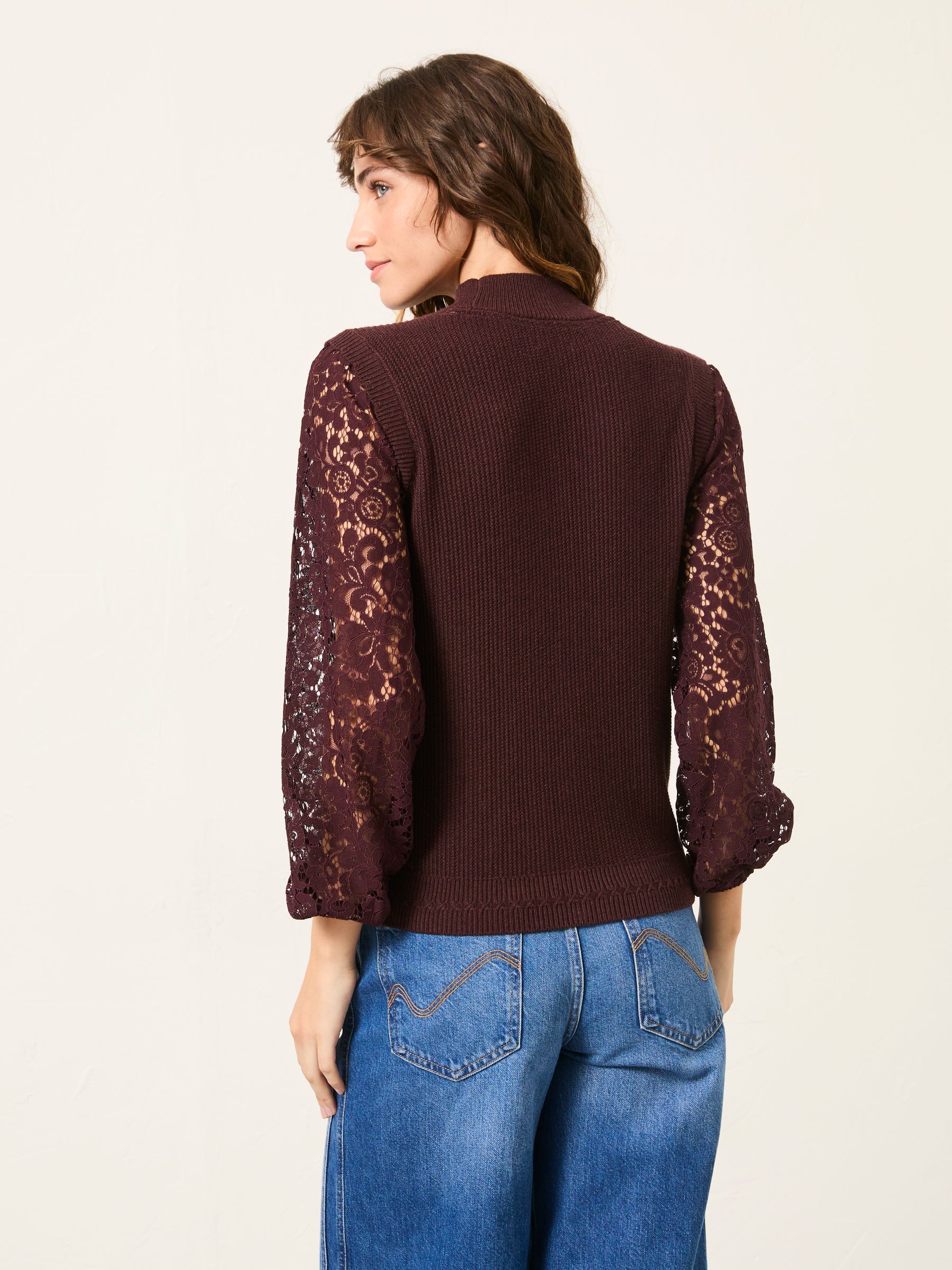 Paige Dark Purple Lace Knitted 2 in 1 Top - Image 2 of 6 Paige Dark Purple Lace Knitted 2 in 1 Top - Image 2 of 6