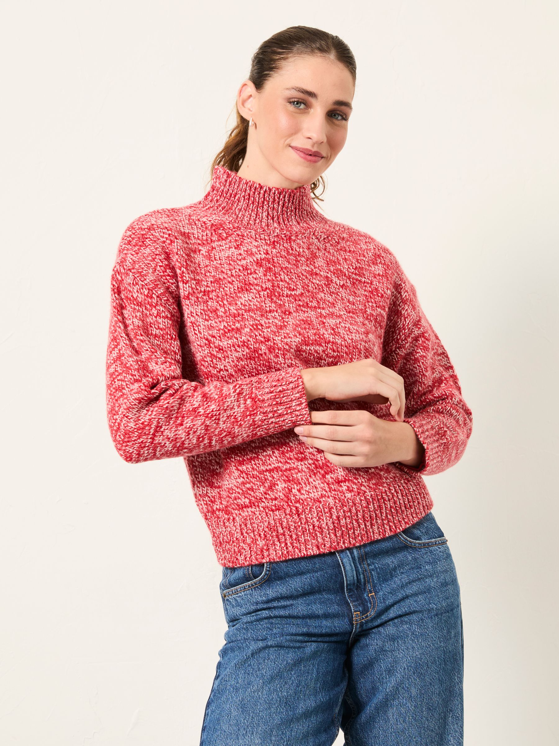Casey Red Red Twist Knitted High Neck Jumper | FatFace