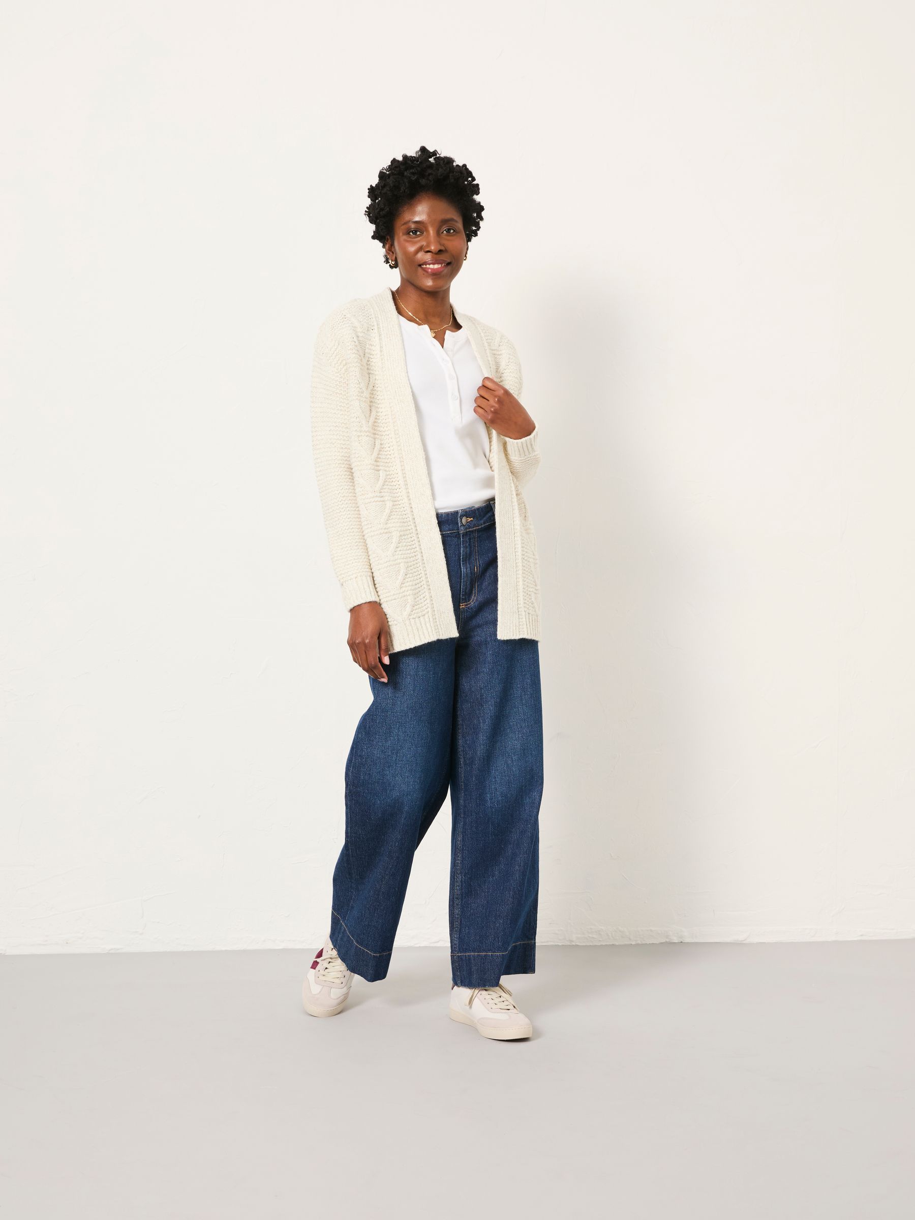 Ezzie Ivory Knitted Edge To Edge Cardigan - Image 3 of 6