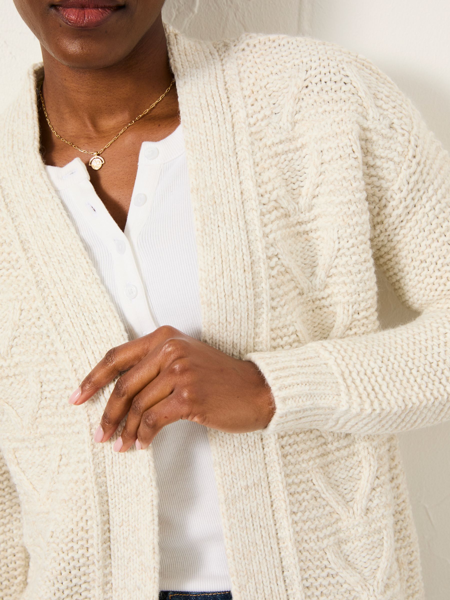 Ezzie Ivory Knitted Edge To Edge Cardigan - Image 4 of 6