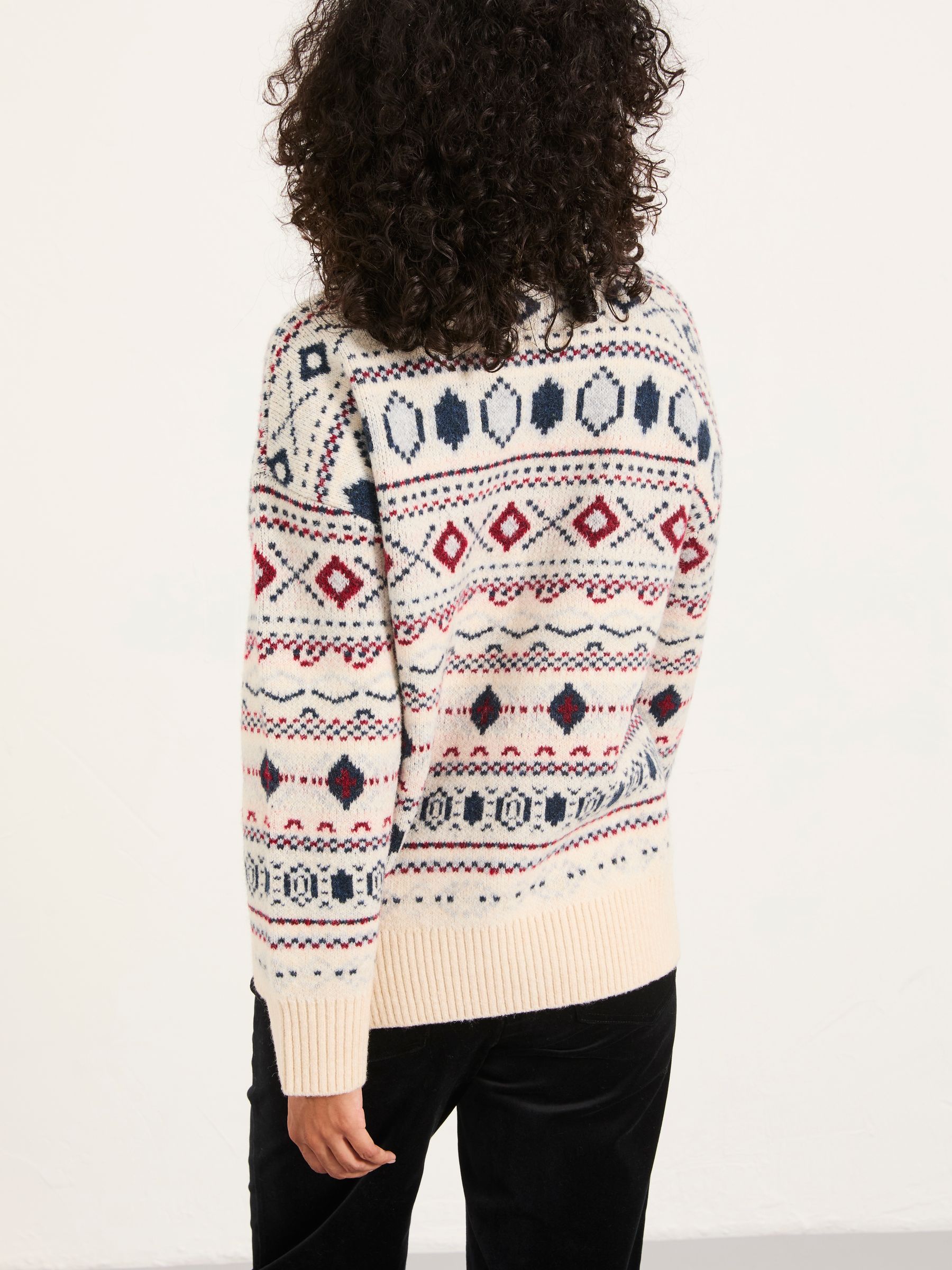 Reece Ivory Knitted Roll Neck Fairisle Jumper - Image 3 of 6