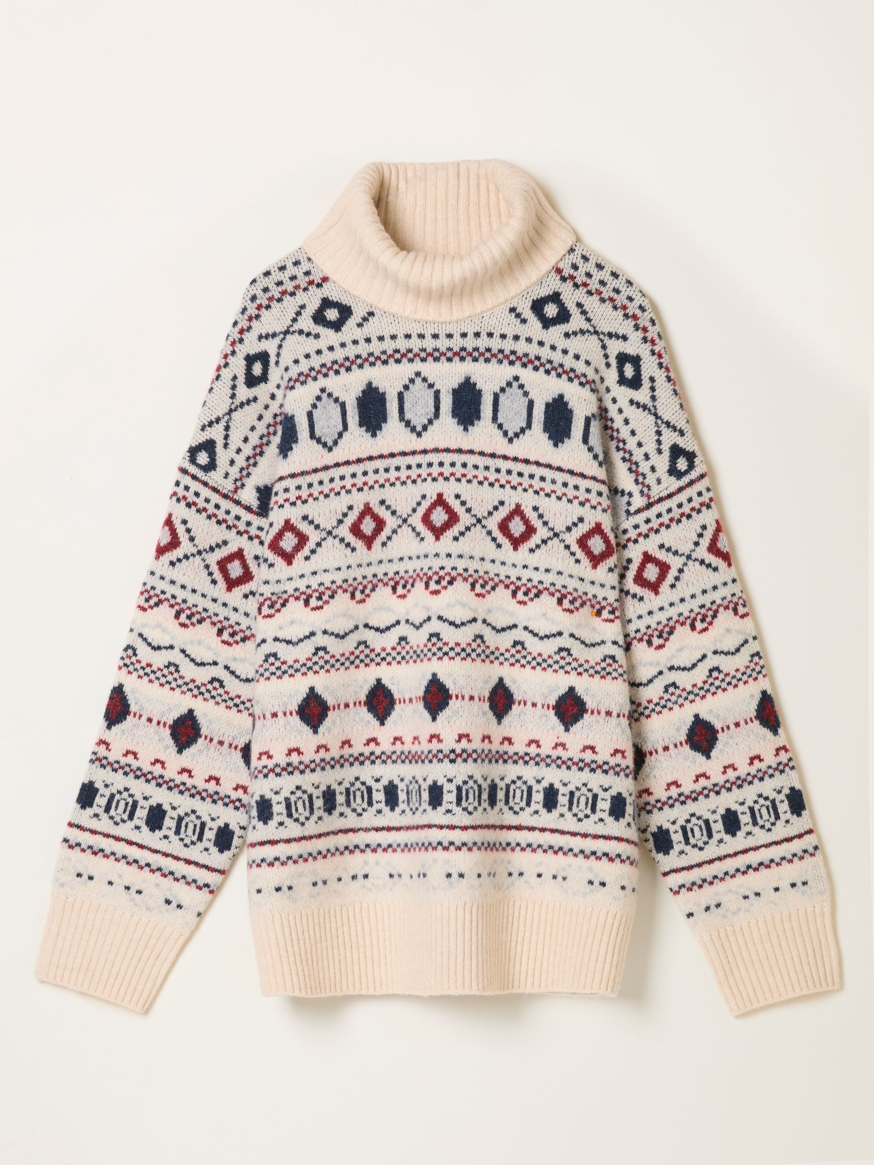 Reece Ivory Knitted Roll Neck Fairisle Jumper - Image 6 of 6