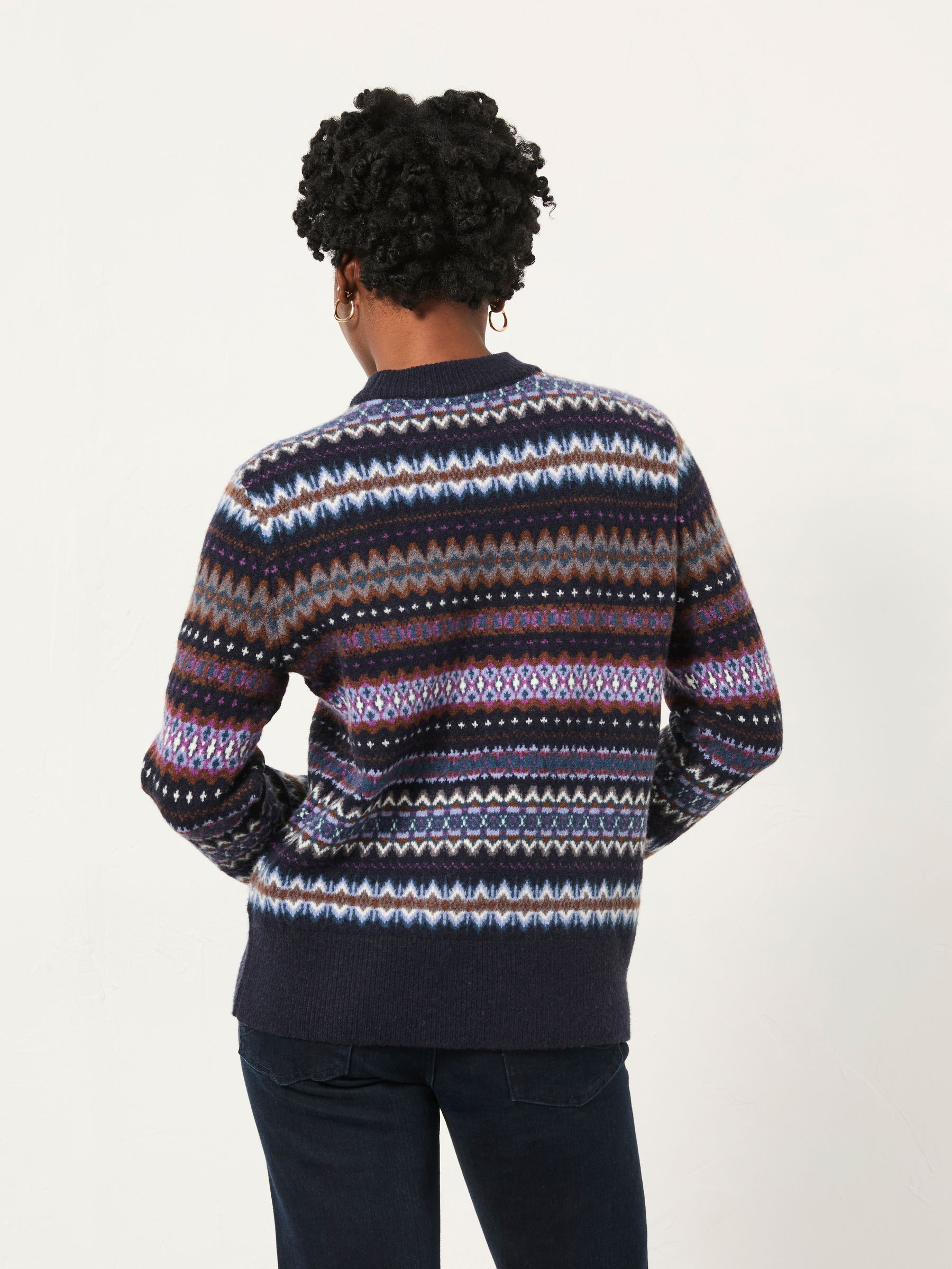 Genevieve Navy Fairisle Crew Neck Jumper - Image 2 of 6