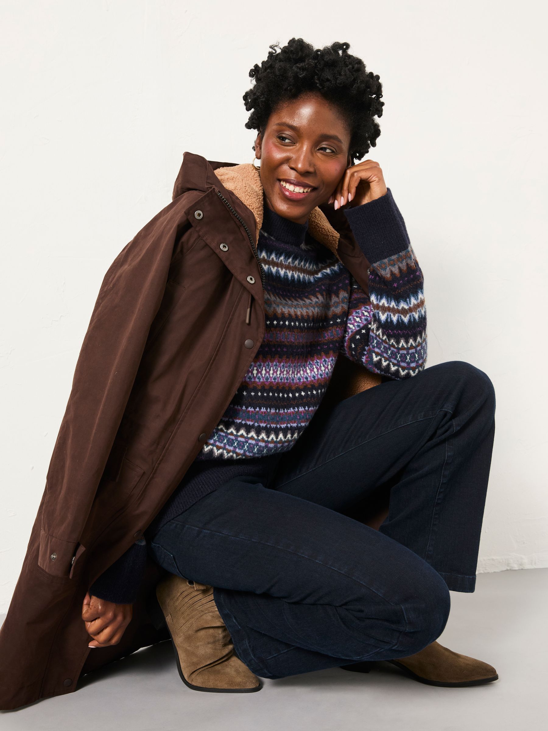 Genevieve Navy Fairisle Crew Neck Jumper - Image 3 of 6