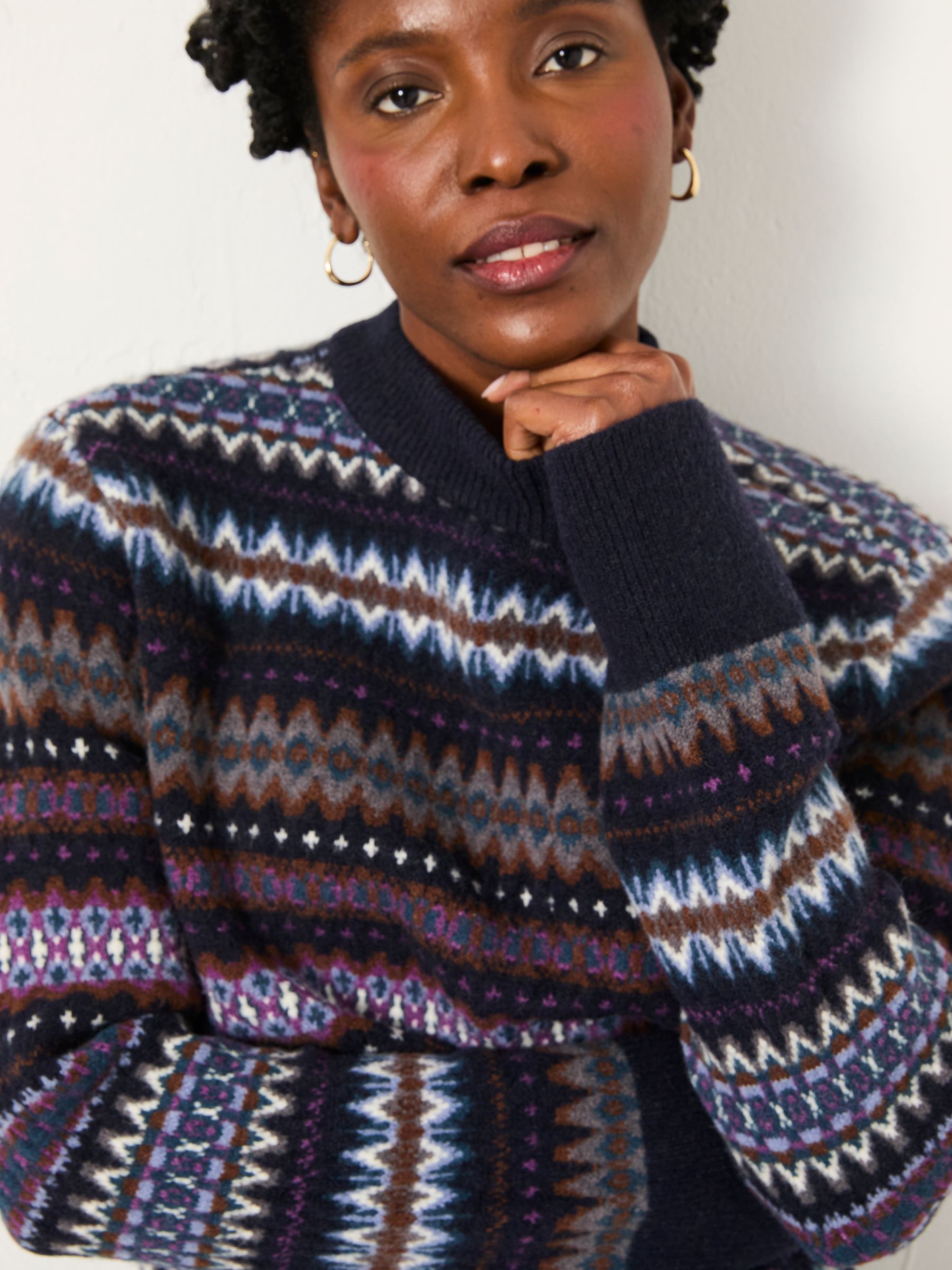 Genevieve Navy Fairisle Crew Neck Jumper - Image 5 of 6