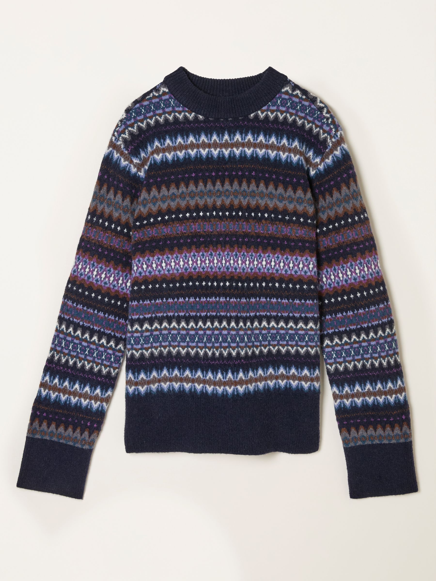 Genevieve Navy Fairisle Crew Neck Jumper - Image 6 of 6