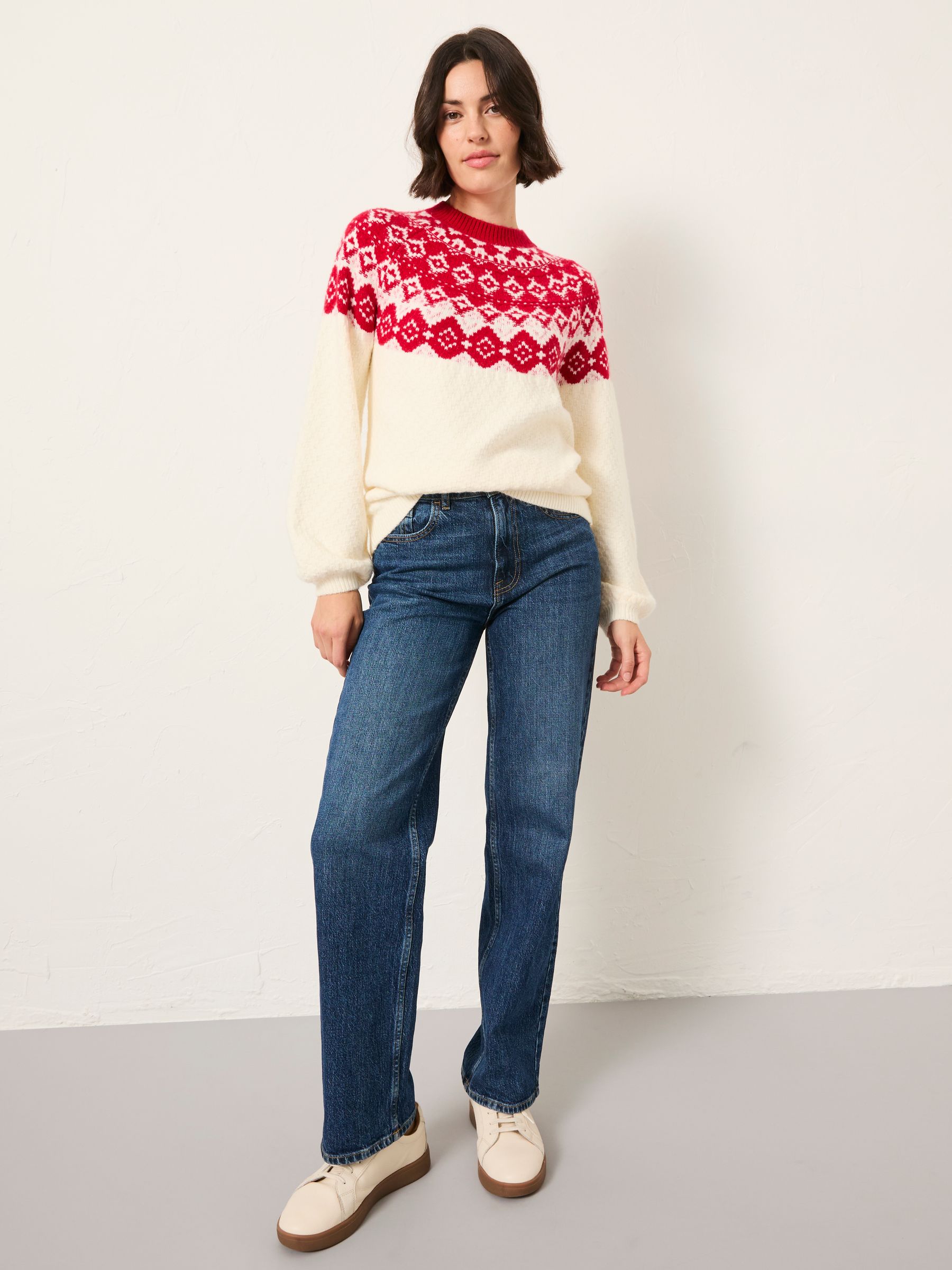 Ivory Shelter Knitted Fairisle Crew Neck Jumper - Image 1 of 5