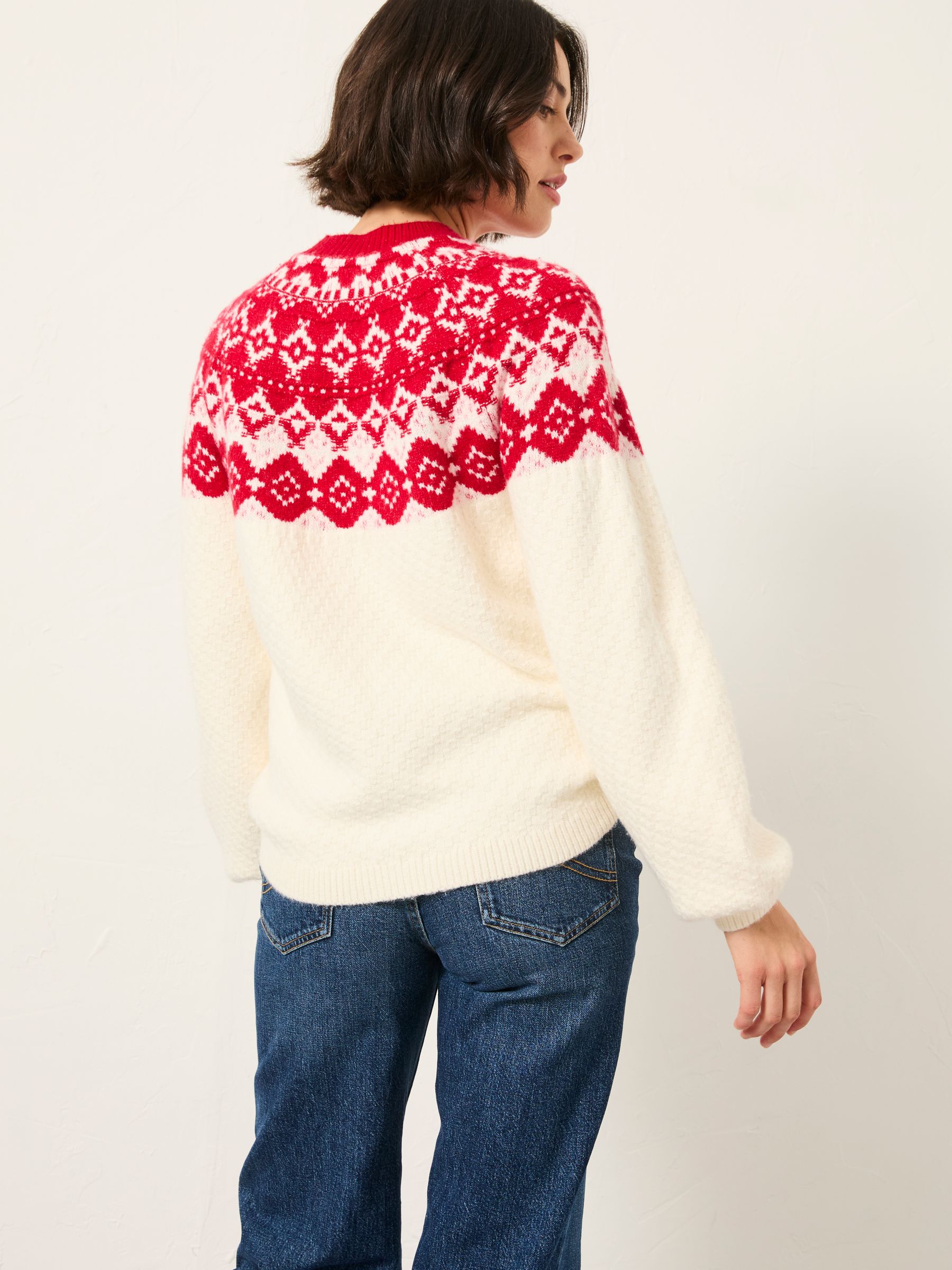 Ivory Shelter Knitted Fairisle Crew Neck Jumper - Image 2 of 5