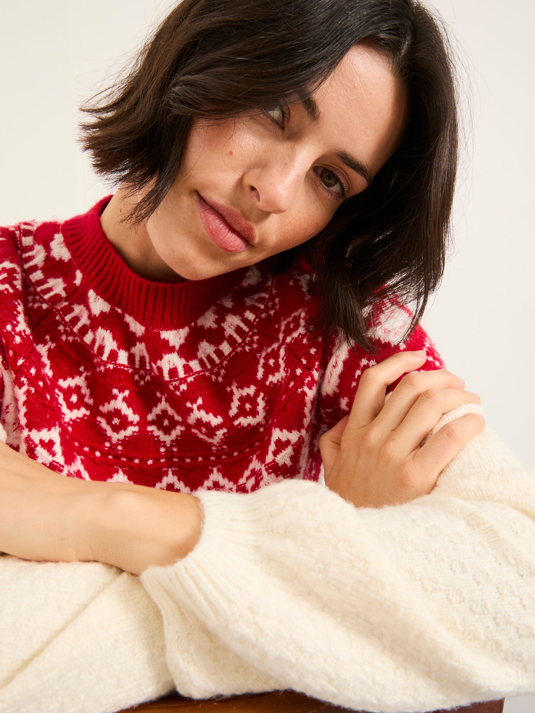 Ivory Shelter Knitted Fairisle Crew Neck Jumper - Image 4 of 5