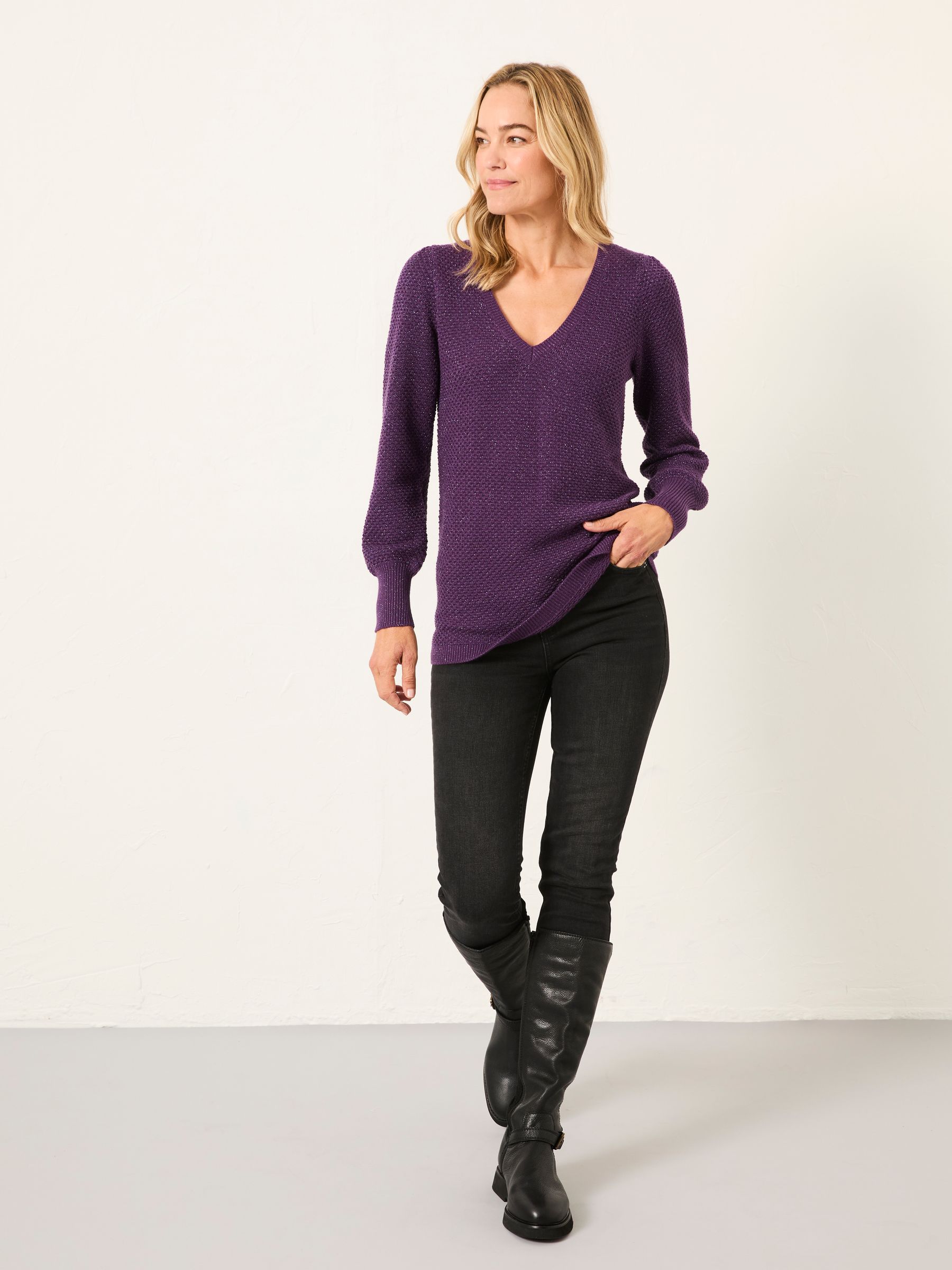 Lara Dark Purple Sparkle Knitted Tunic - Image 4 of 6