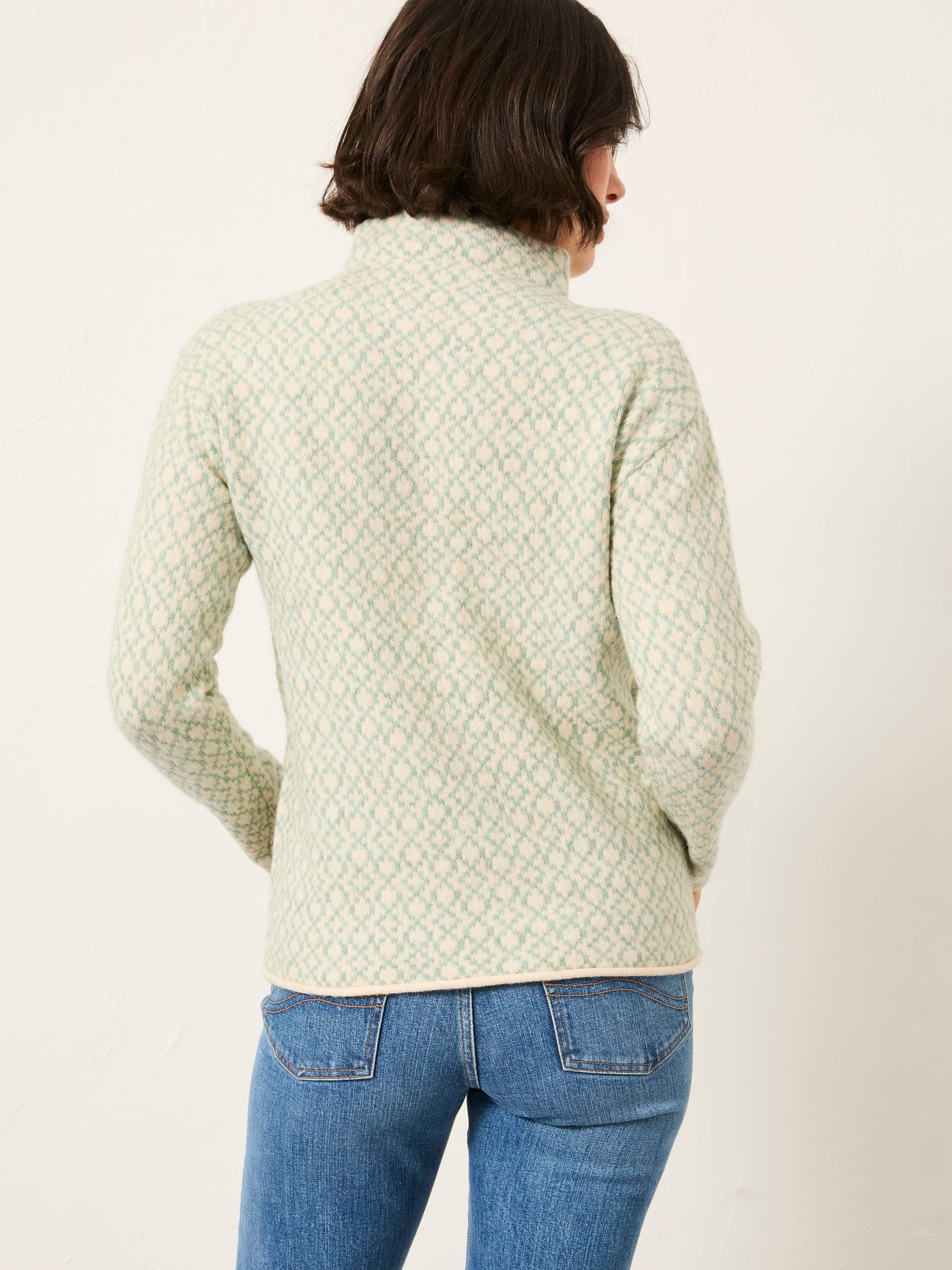 Skye Mint Green Knitted Pattern High Neck Jumper - Image 2 of 6