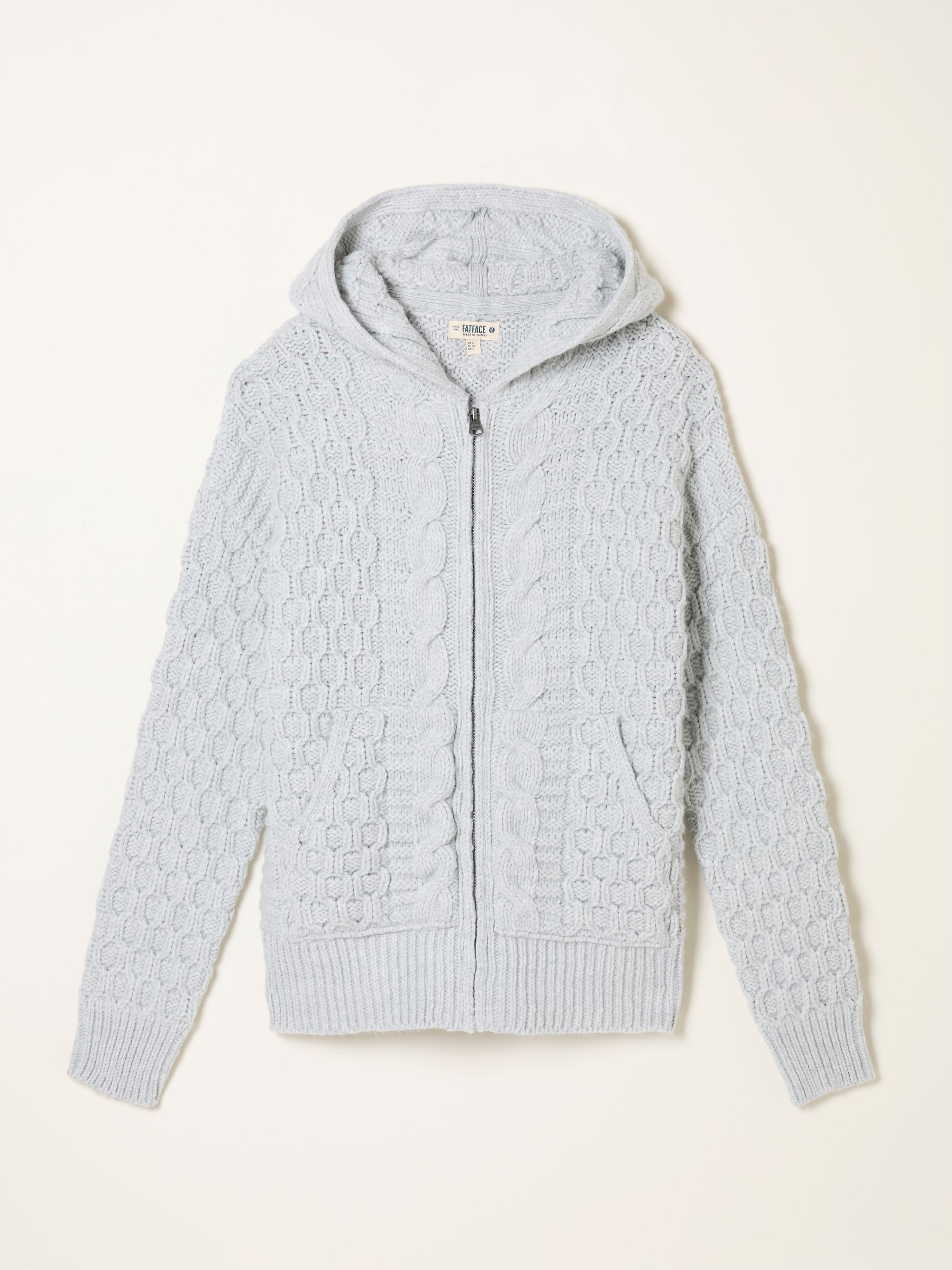 Casey Grey Knitted Cable Hoody - Image 1 of 1