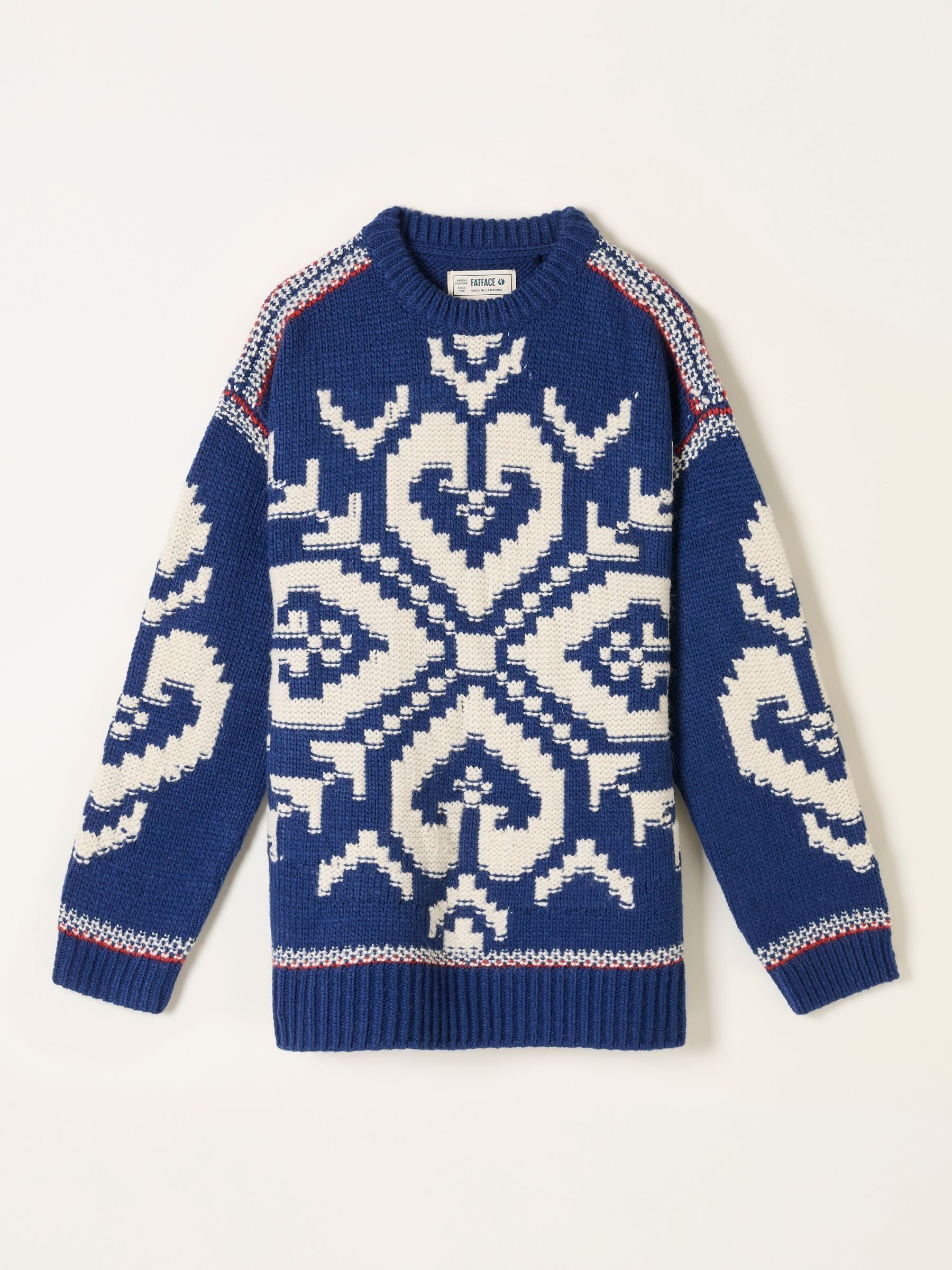 Cobalt Blue Aspen Snowflake Crew Neck Knitted Jumper - Image 5 of 5
