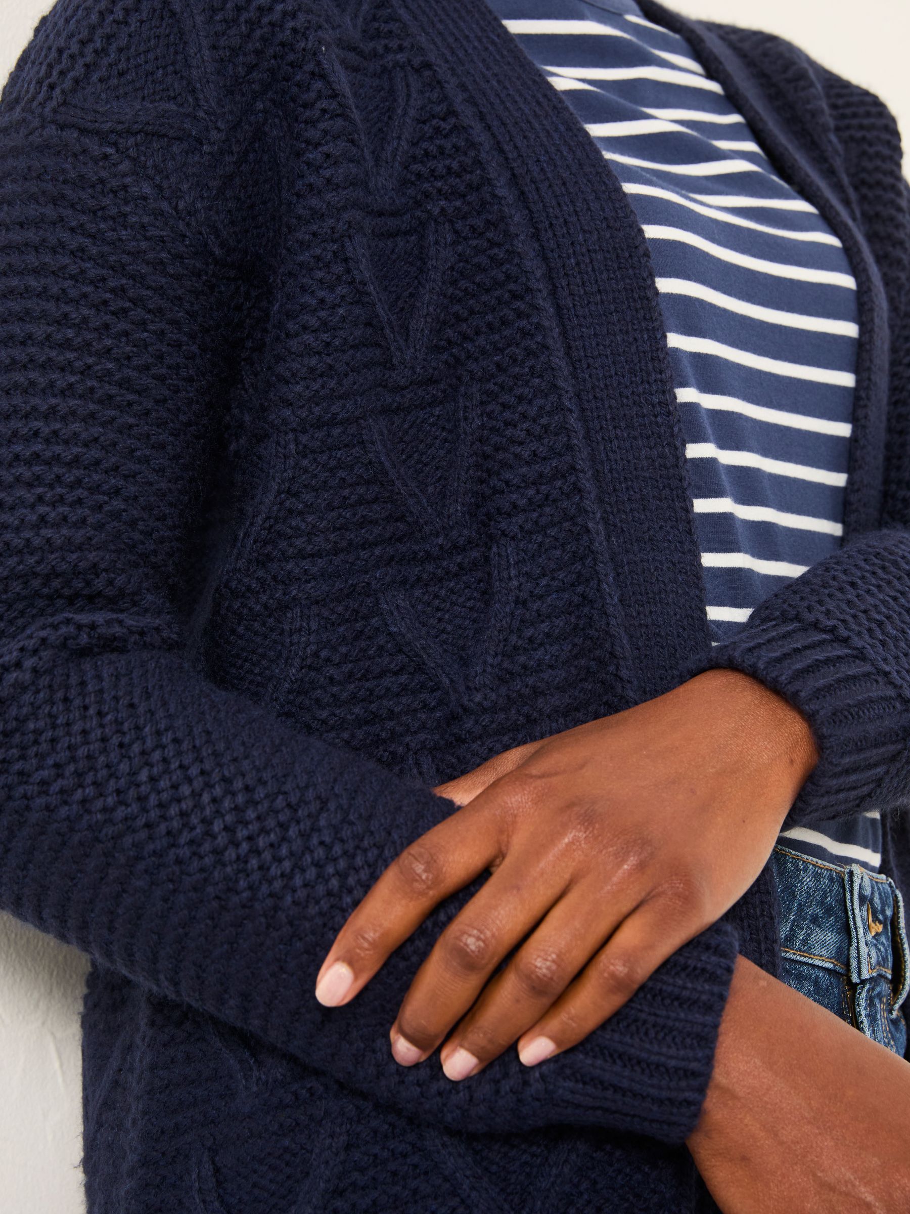 Ezzie Navy Knitted Edge To Edge Cardigan | FatFace USA