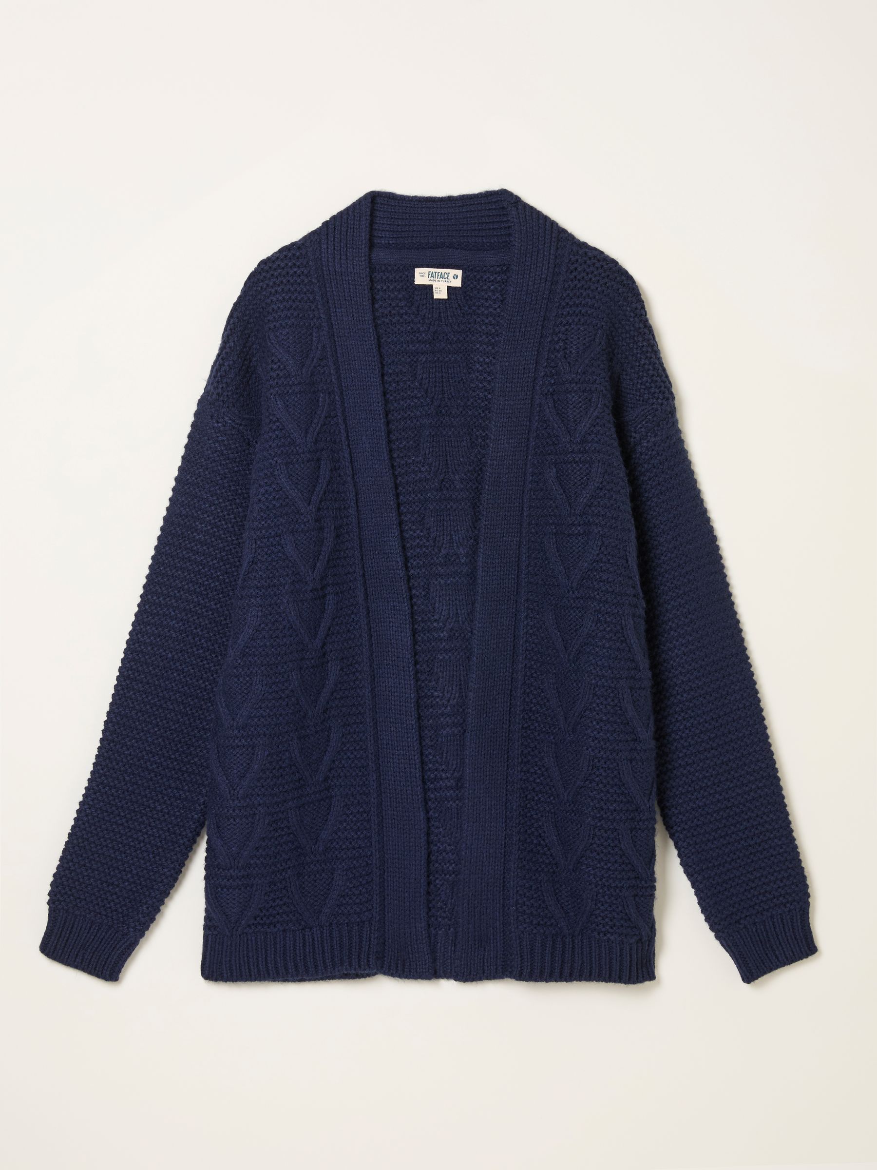 Ezzie Navy Knitted Edge To Edge Cardigan | FatFace