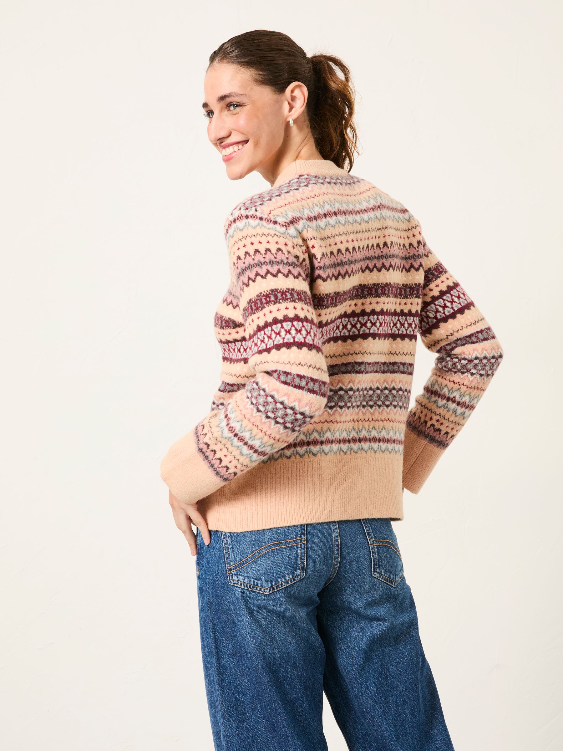 Genevieve Natural Fairisle Crew Neck Jumper - Image 2 of 6