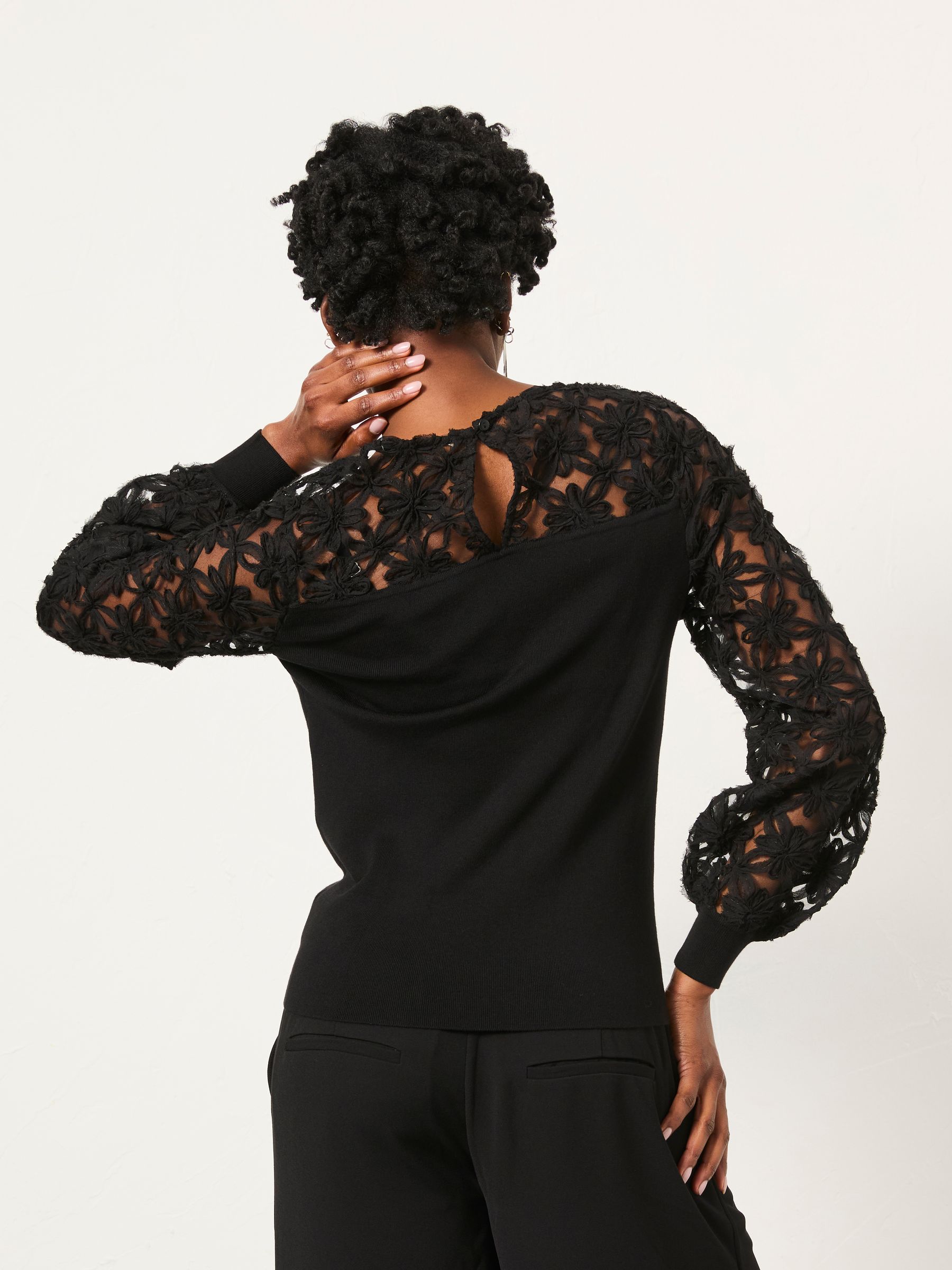 Black Lace Insert Knitted Top - Image 2 of 6 Black Lace Insert Knitted Top - Image 2 of 6