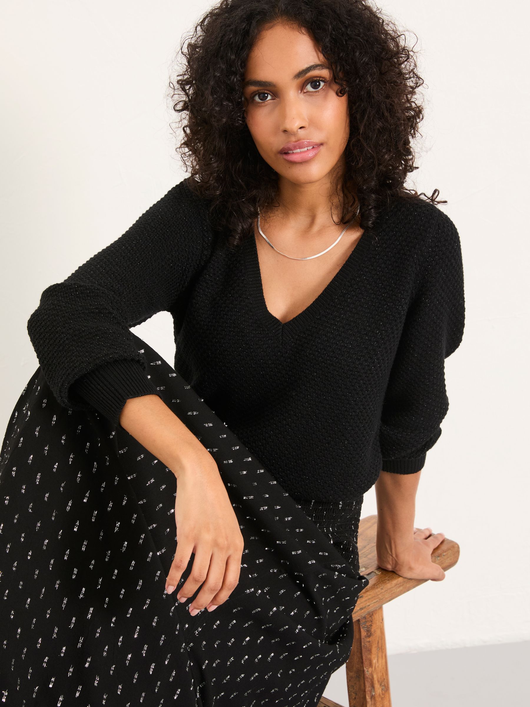 Lara Black Sparkle Knitted Tunic - Image 4 of 5