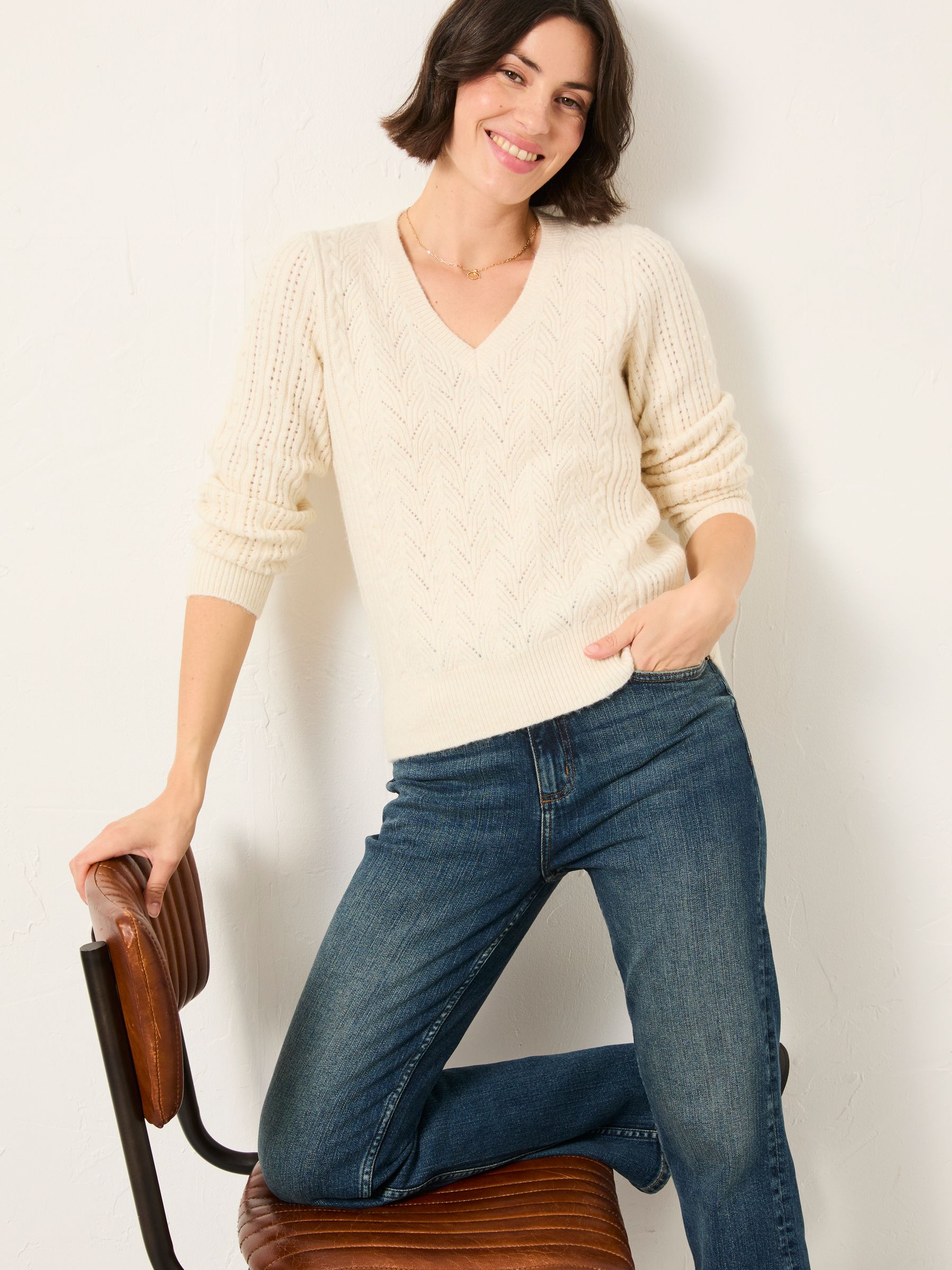 Marie Ivory Knitted Stitch Jumper - Image 3 of 6